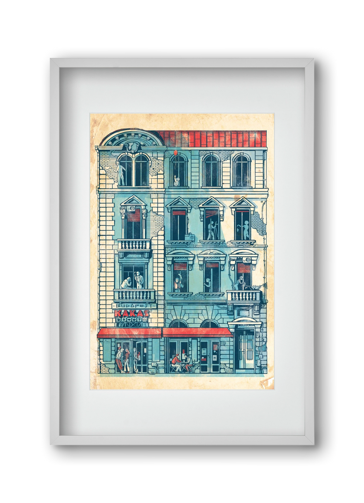 Akacfa street, 30x45 cm (20x30 cm), Fehér keret, paszpartuval