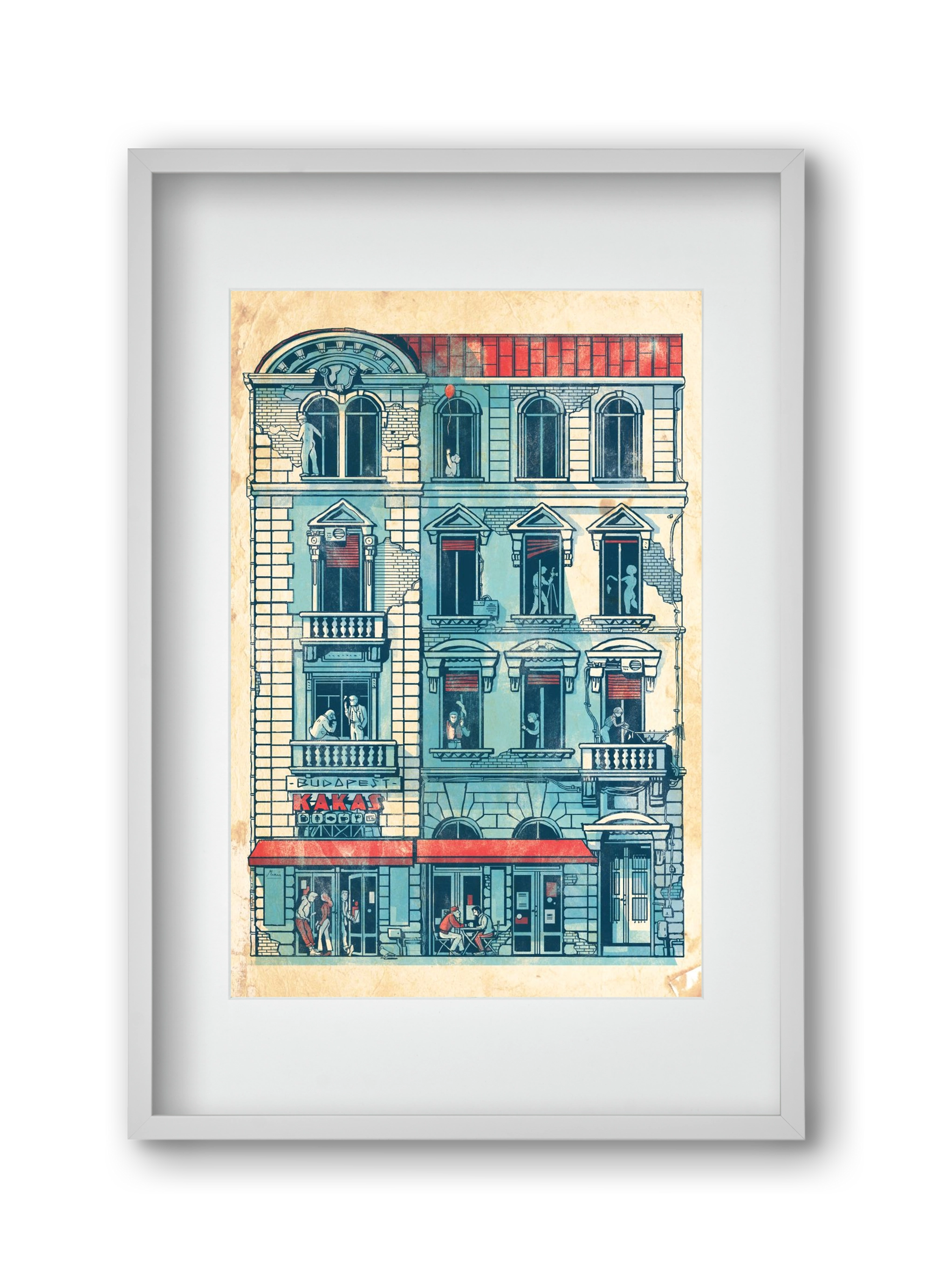 Akacfa street, 30x45 cm (20x30 cm), Fehér keret, paszpartuval