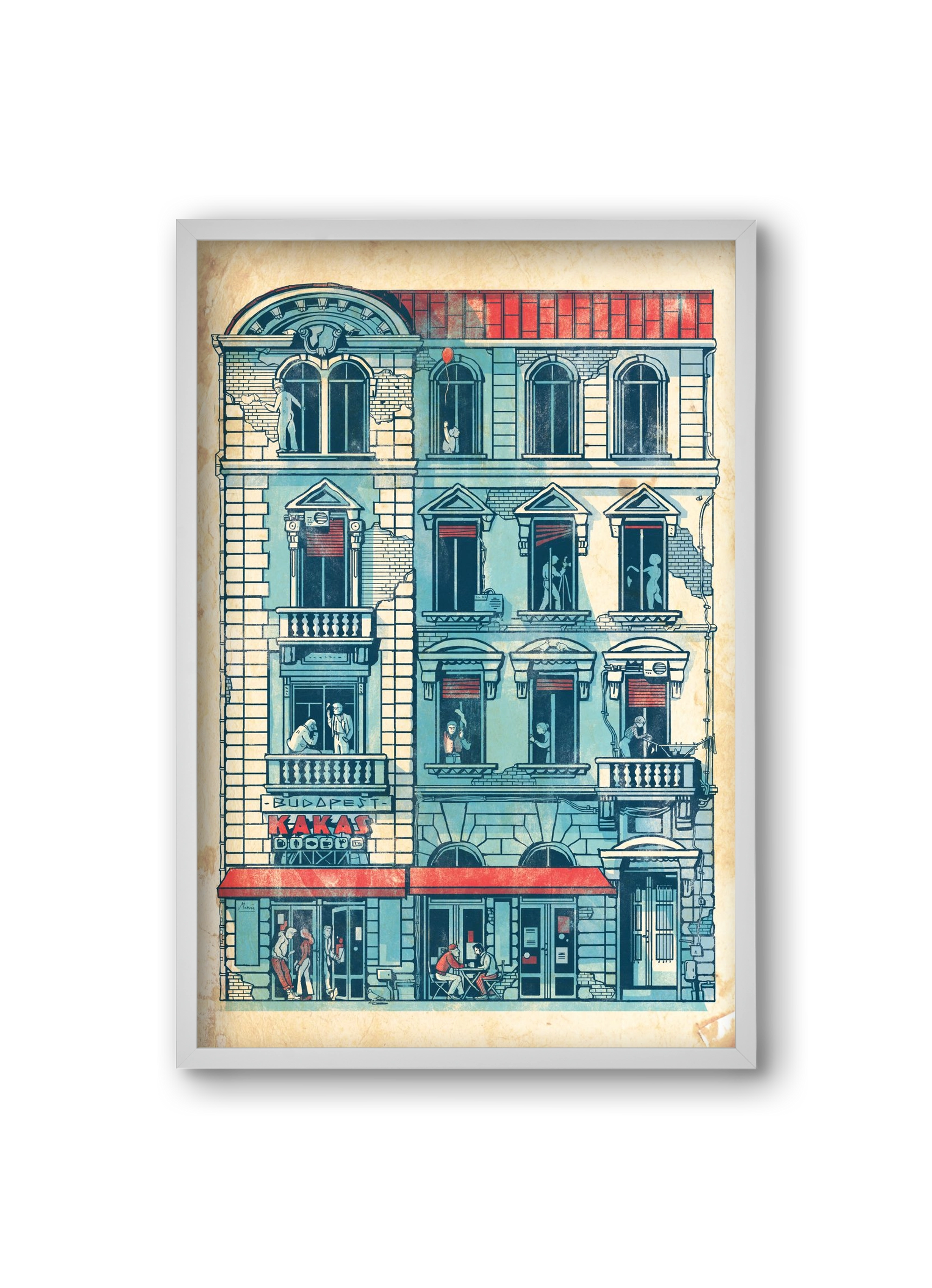 Akacfa street, 20x30 cm (20x30 cm), Fehér keret