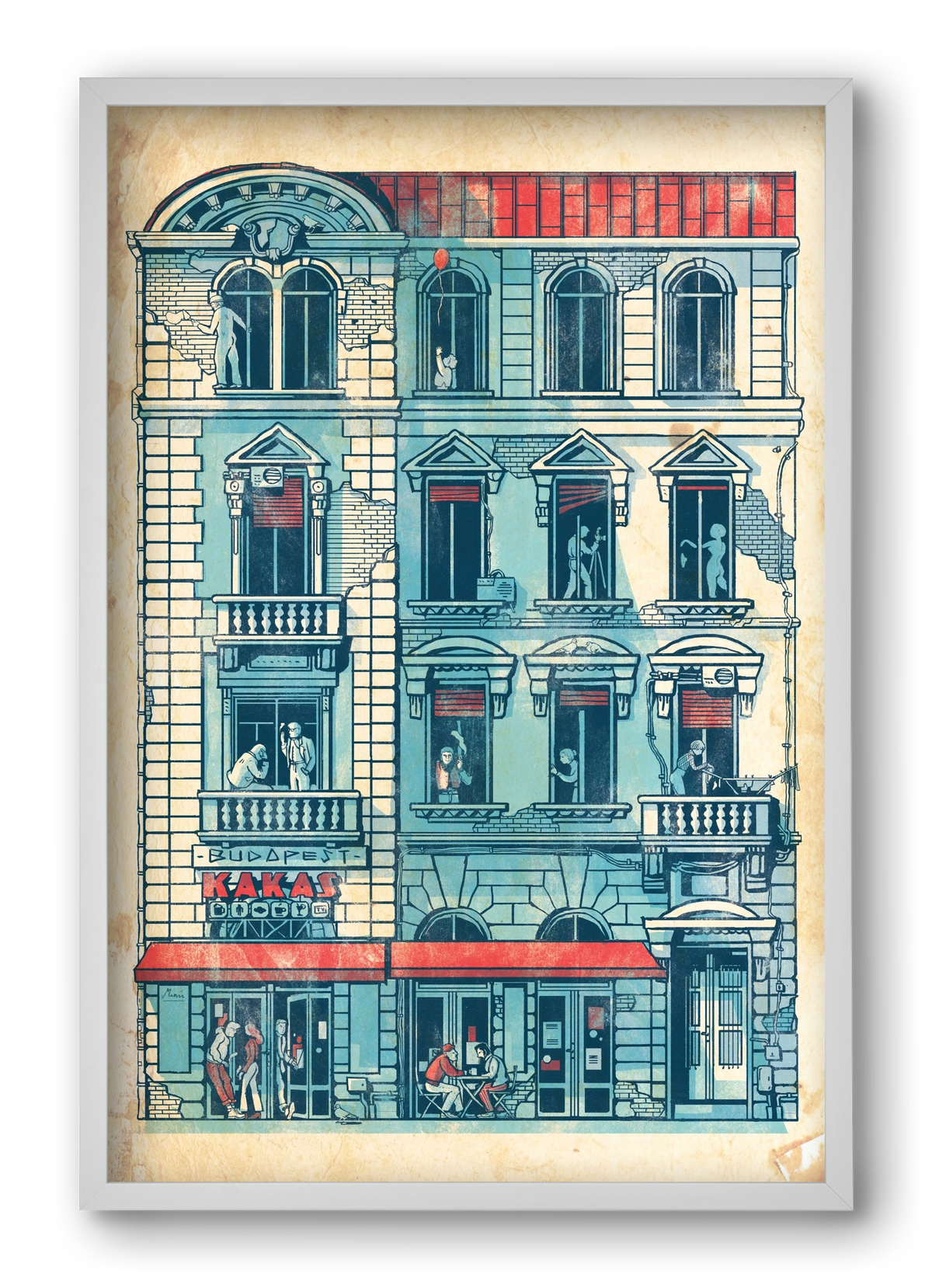 Akacfa street, 40x60 cm (40x60 cm), Fehér keret