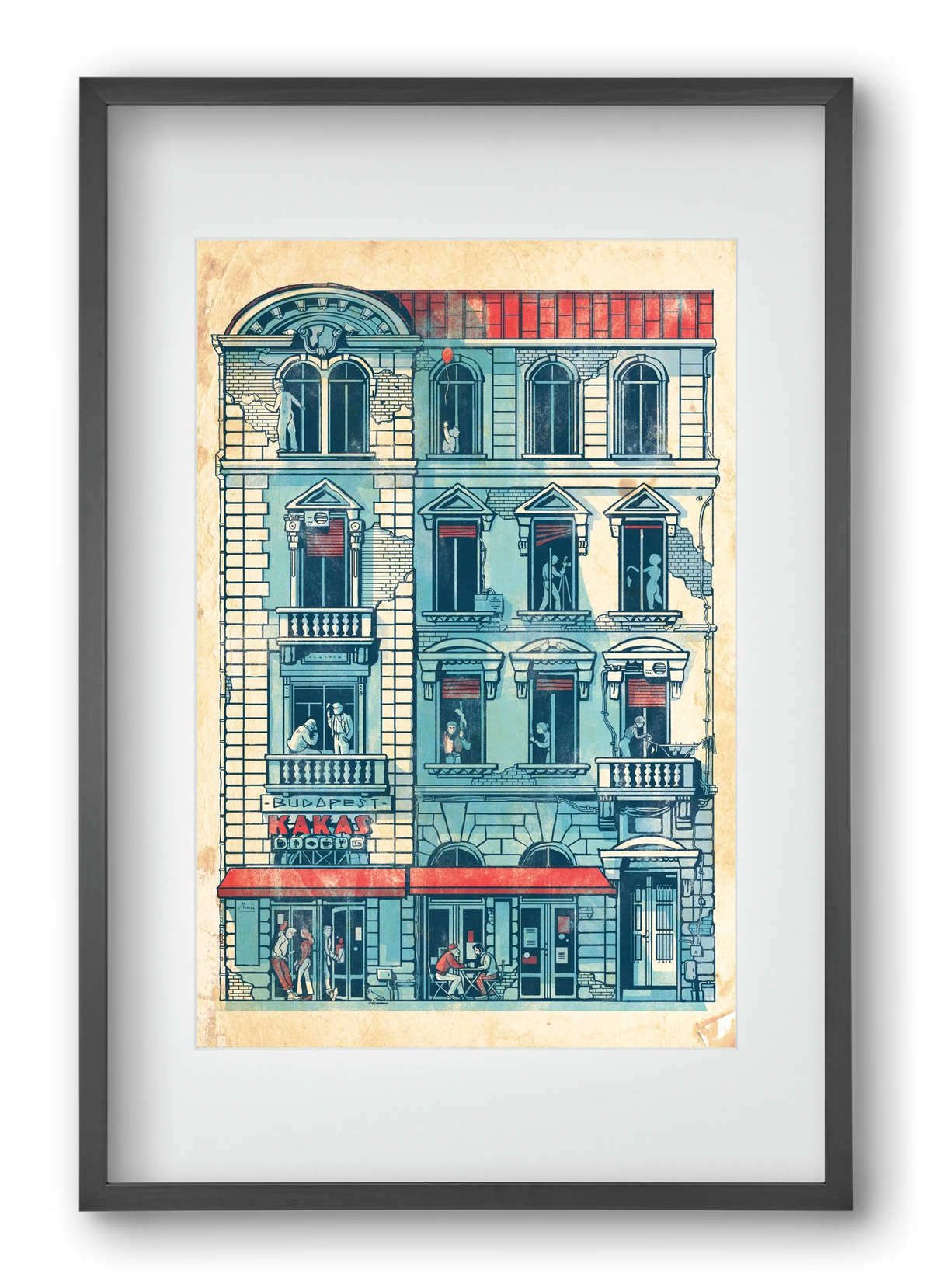 Akacfa street, 40x60 cm (30x45 cm), Fekete keret, paszpartuval