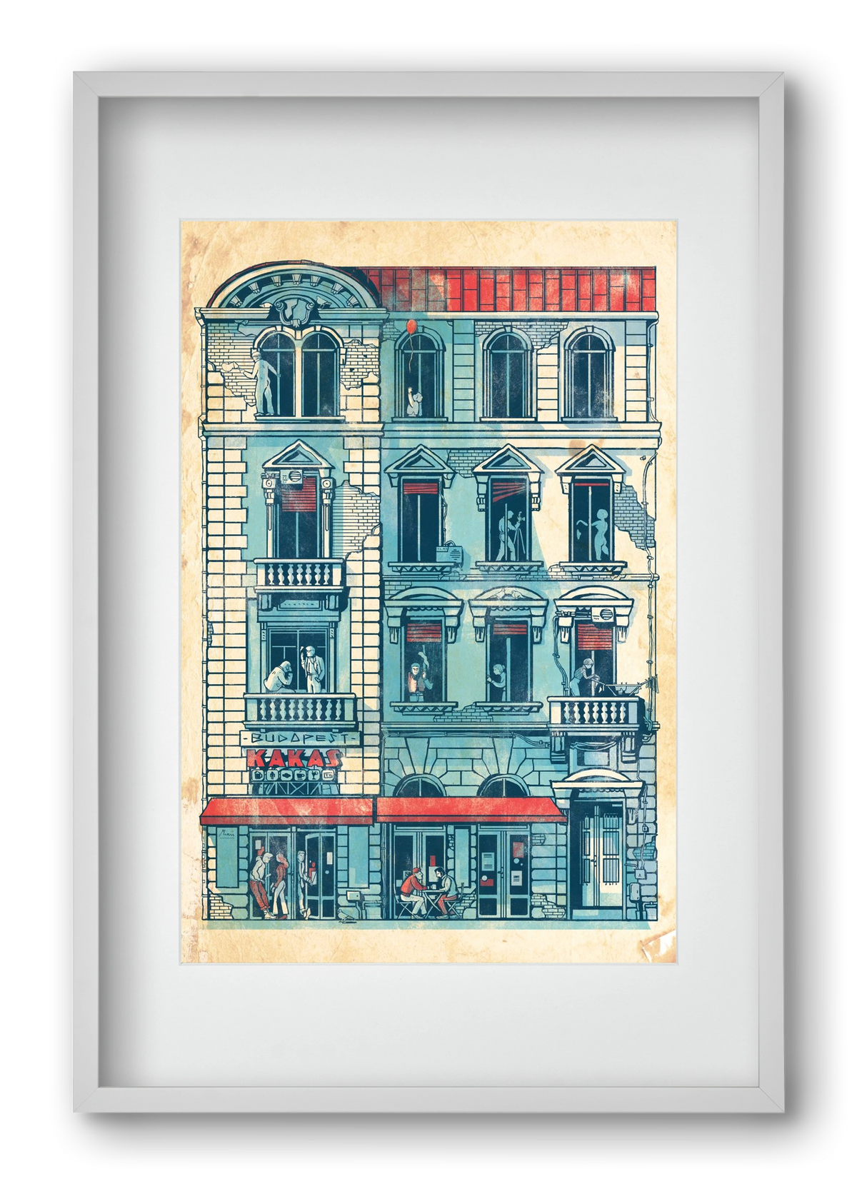 Akacfa street, 40x60 cm (30x45 cm), Fehér keret, paszpartuval