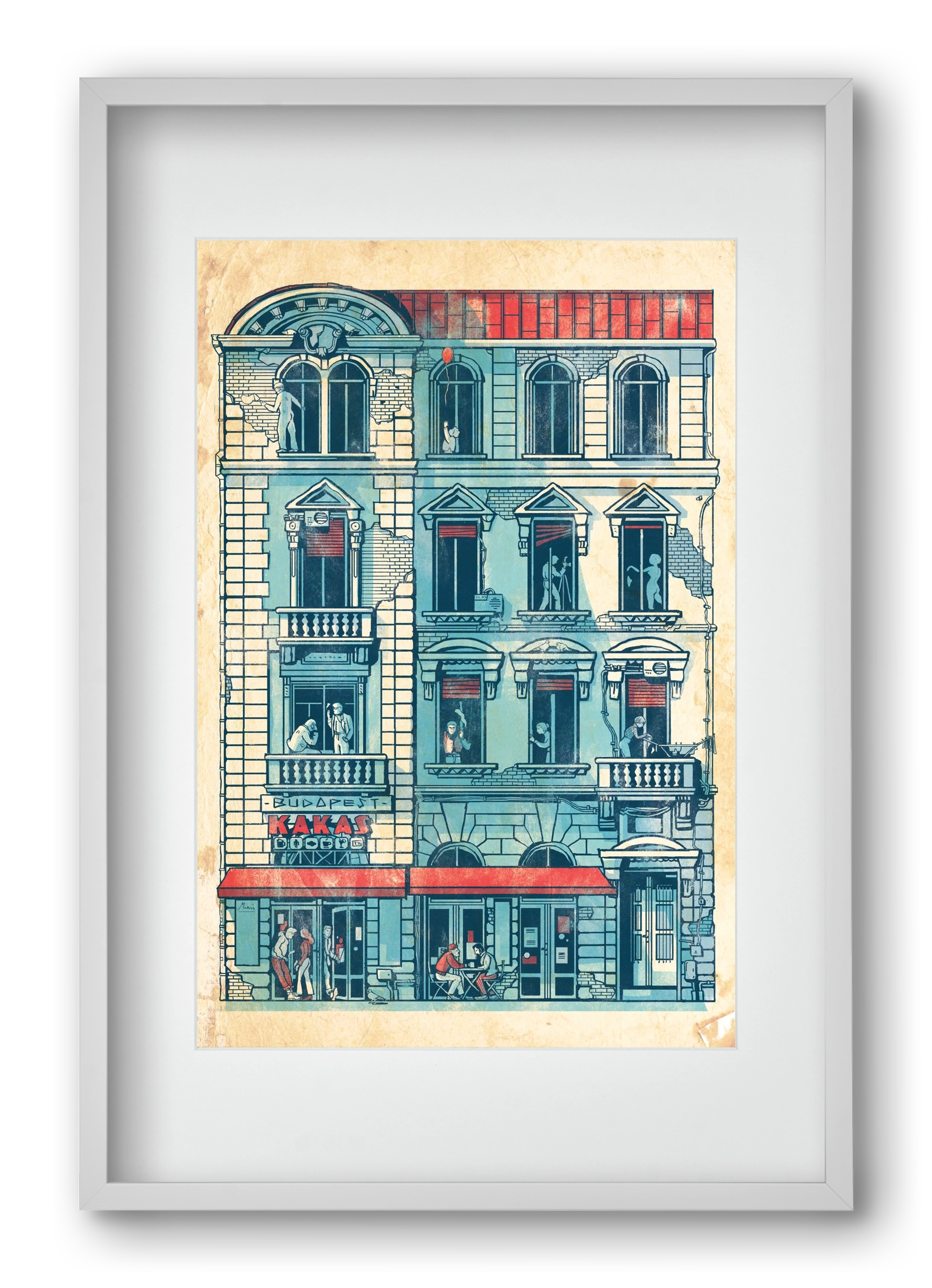 Akacfa street, 40x60 cm (30x45 cm), Fehér keret, paszpartuval