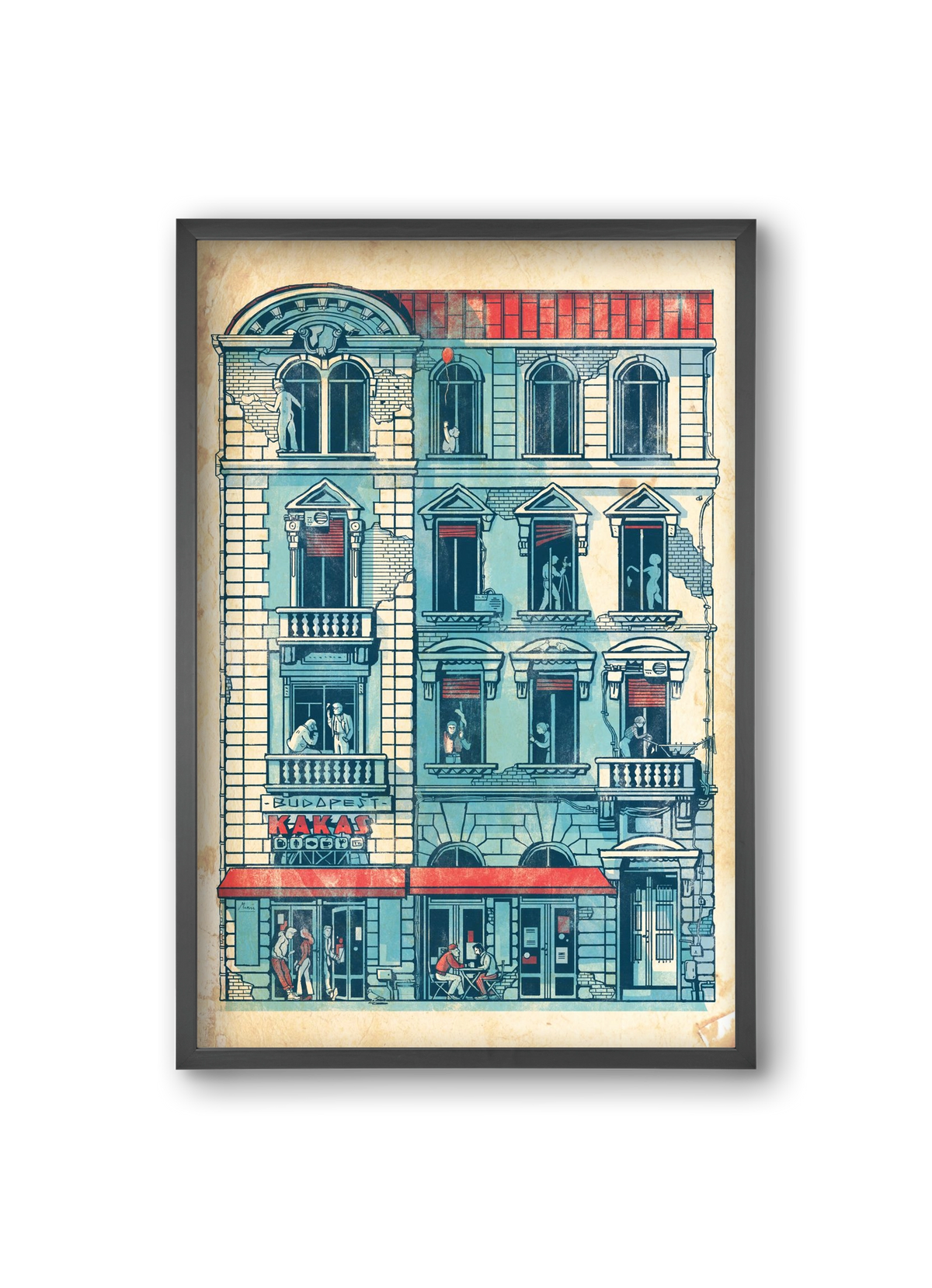 Akacfa street, 20x30 cm (20x30 cm), Fekete keret