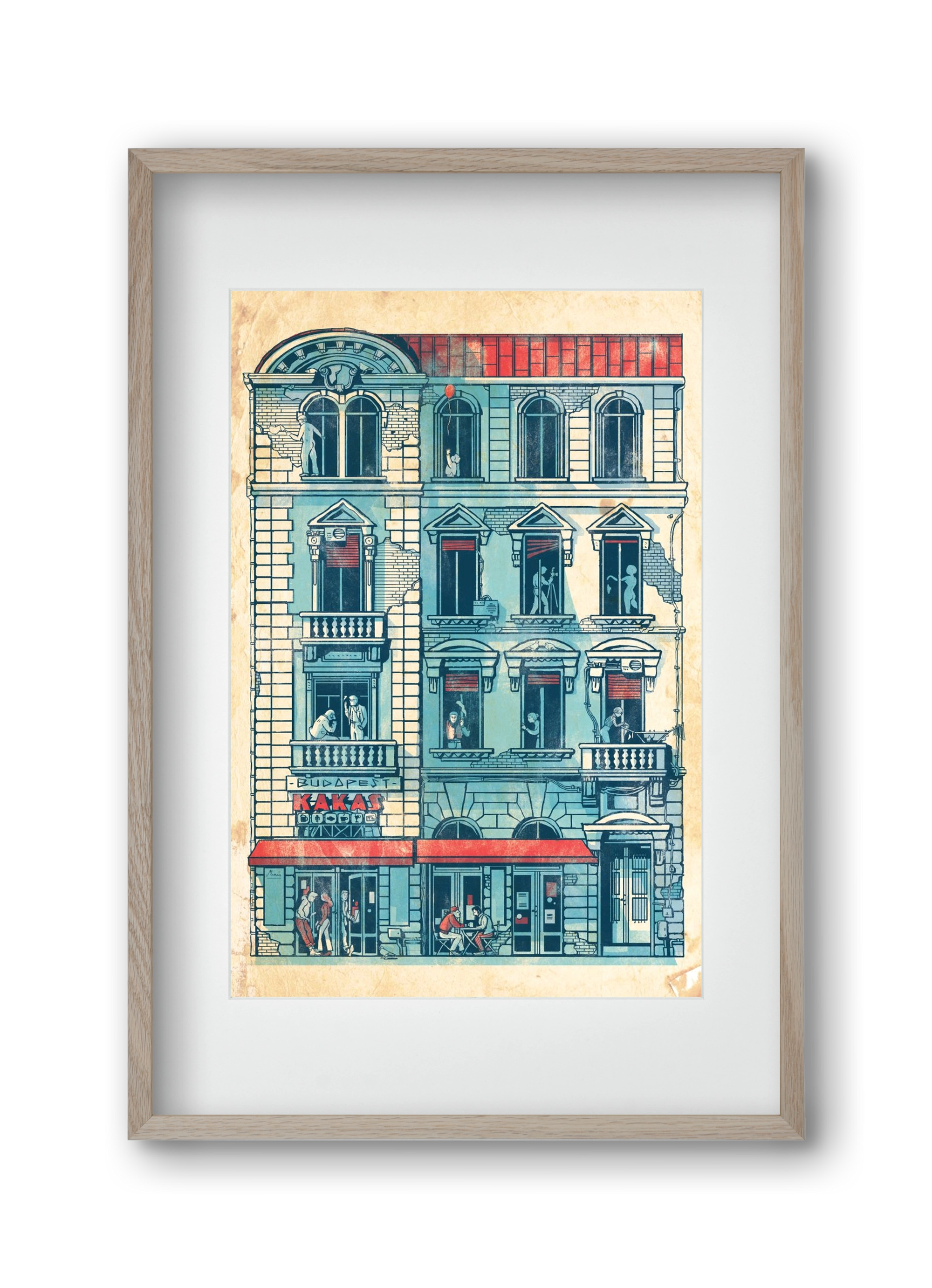 Akacfa street, 30x45 cm (20x30 cm), Tölgy keret, paszpartuval