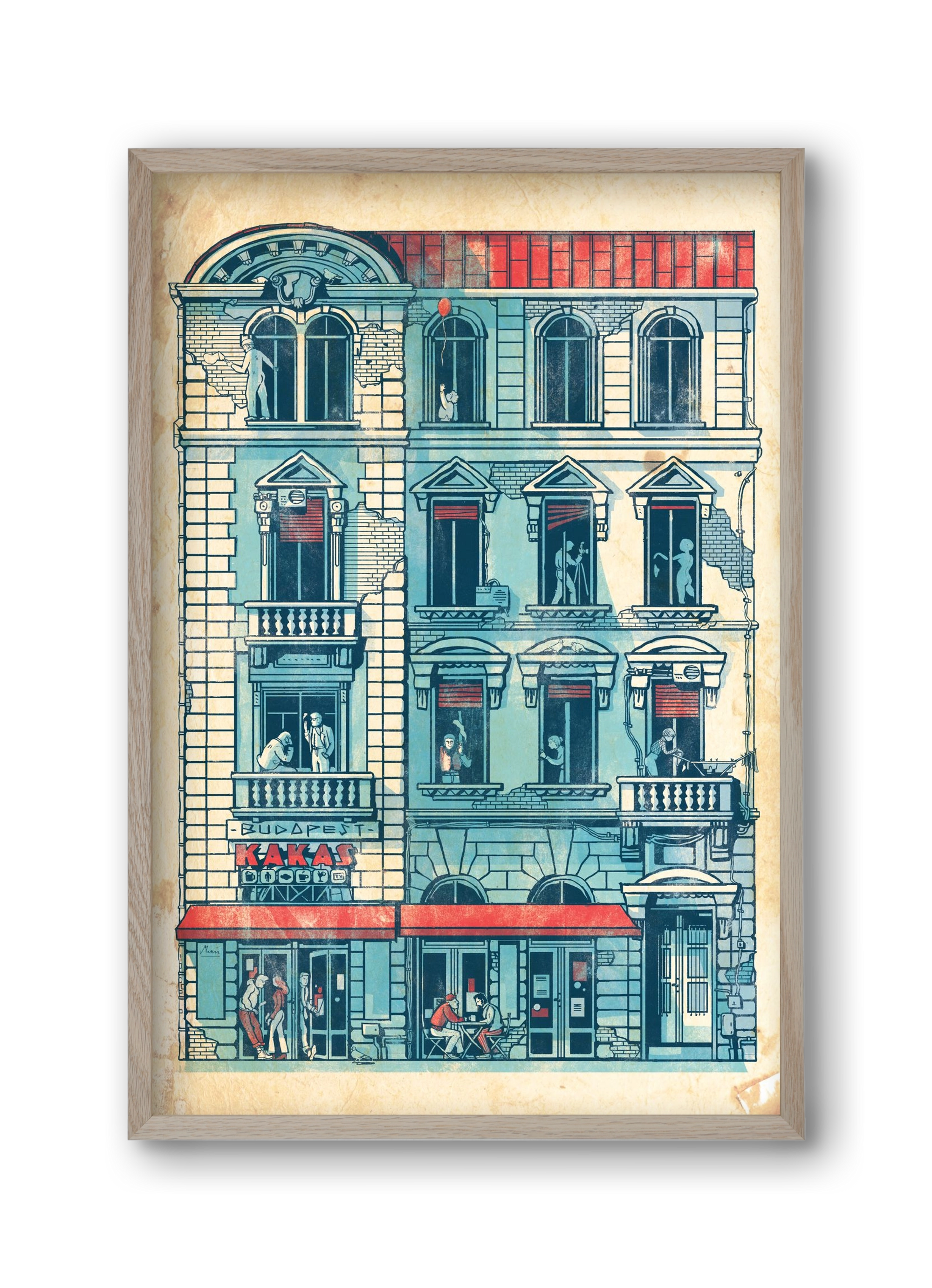 Akacfa street, 30x45 cm (30x45 cm), Tölgy keret