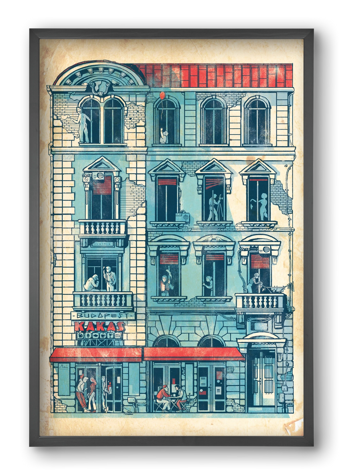 Akacfa street, 40x60 cm (40x60 cm), Fekete keret