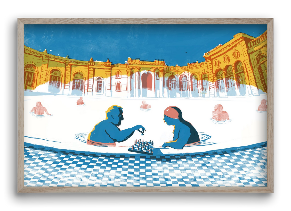 Szechenyi bath Budapest, 60x40 cm (60x40 cm), Tölgy keret