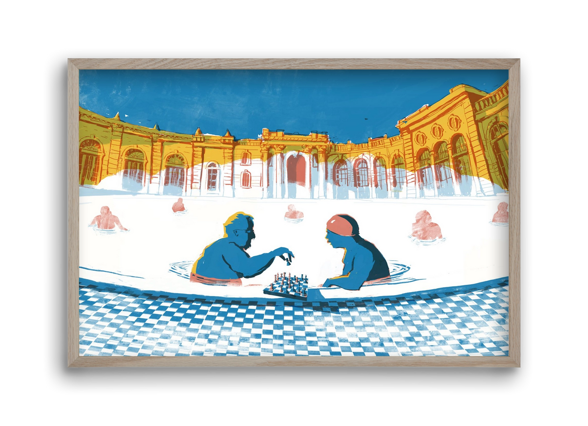 Szechenyi bath Budapest, 45x30 cm (45x30 cm), Tölgy keret