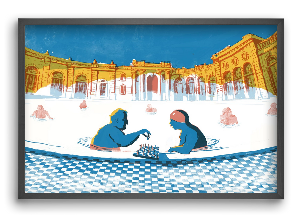 Szechenyi bath Budapest, 60x40 cm (60x40 cm), Fekete keret