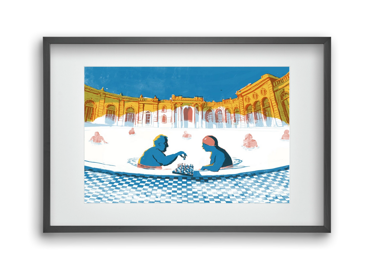 Szechenyi bath Budapest, 45x30 cm (30x20 cm), Fekete keret, paszpartuval