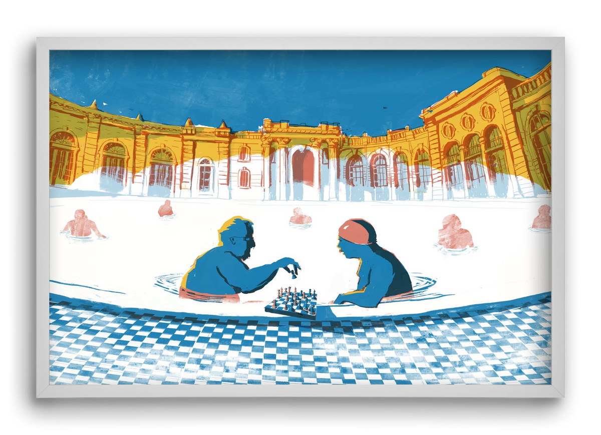 Szechenyi bath Budapest, 60x40 cm (60x40 cm), Fehér keret