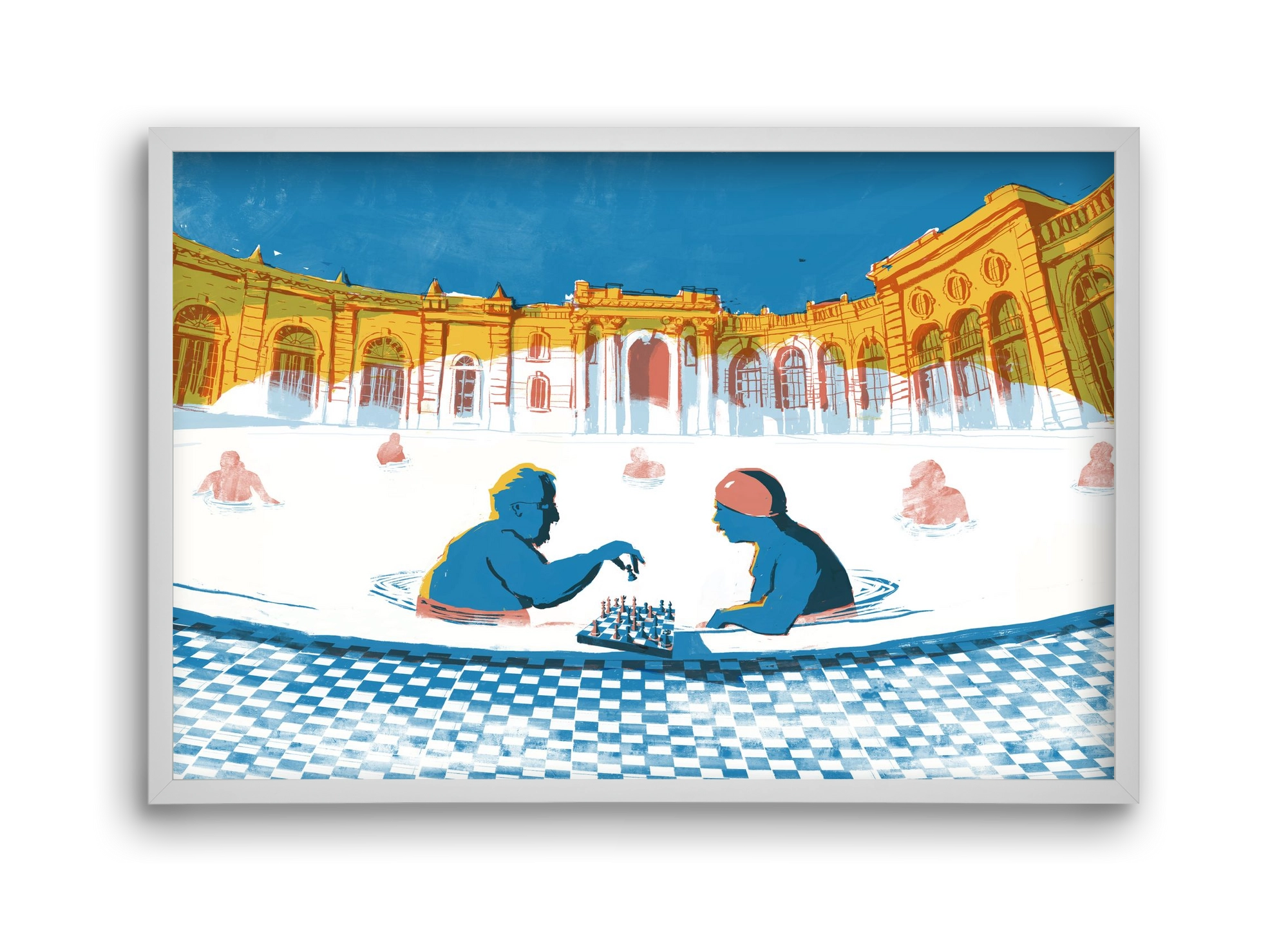 Szechenyi bath Budapest, 45x30 cm (45x30 cm), Fehér keret