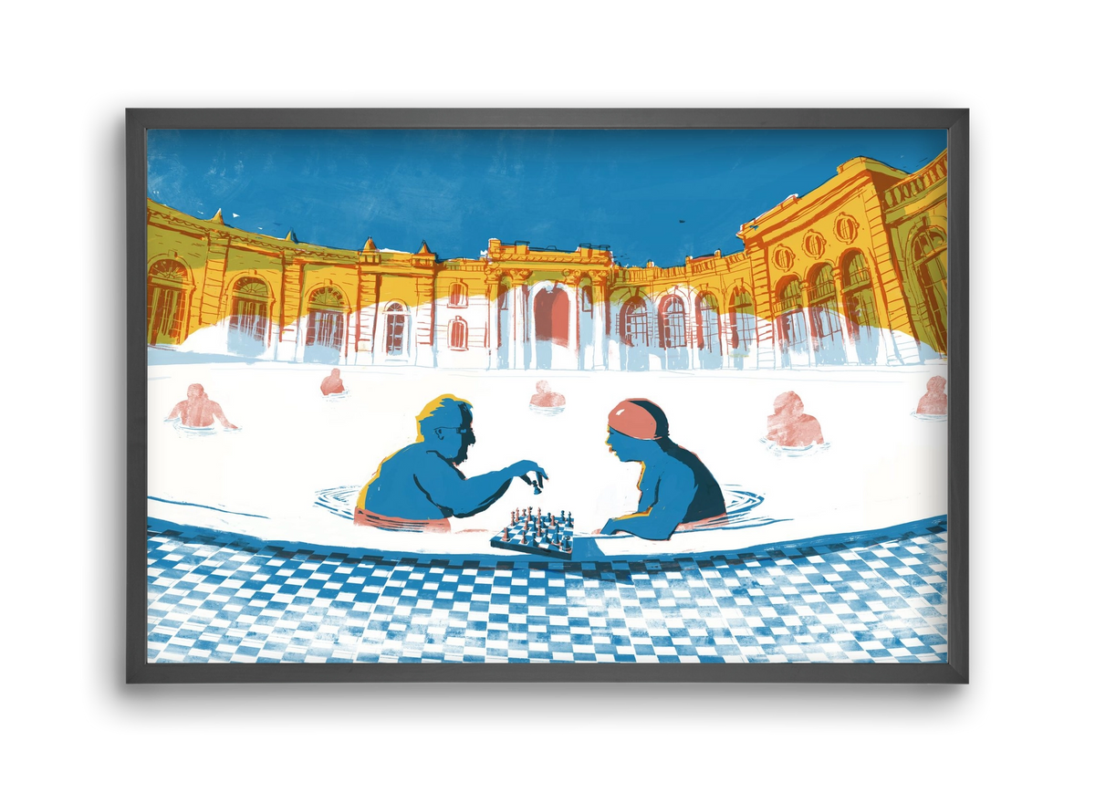 Szechenyi bath Budapest, 45x30 cm (45x30 cm), Fekete keret