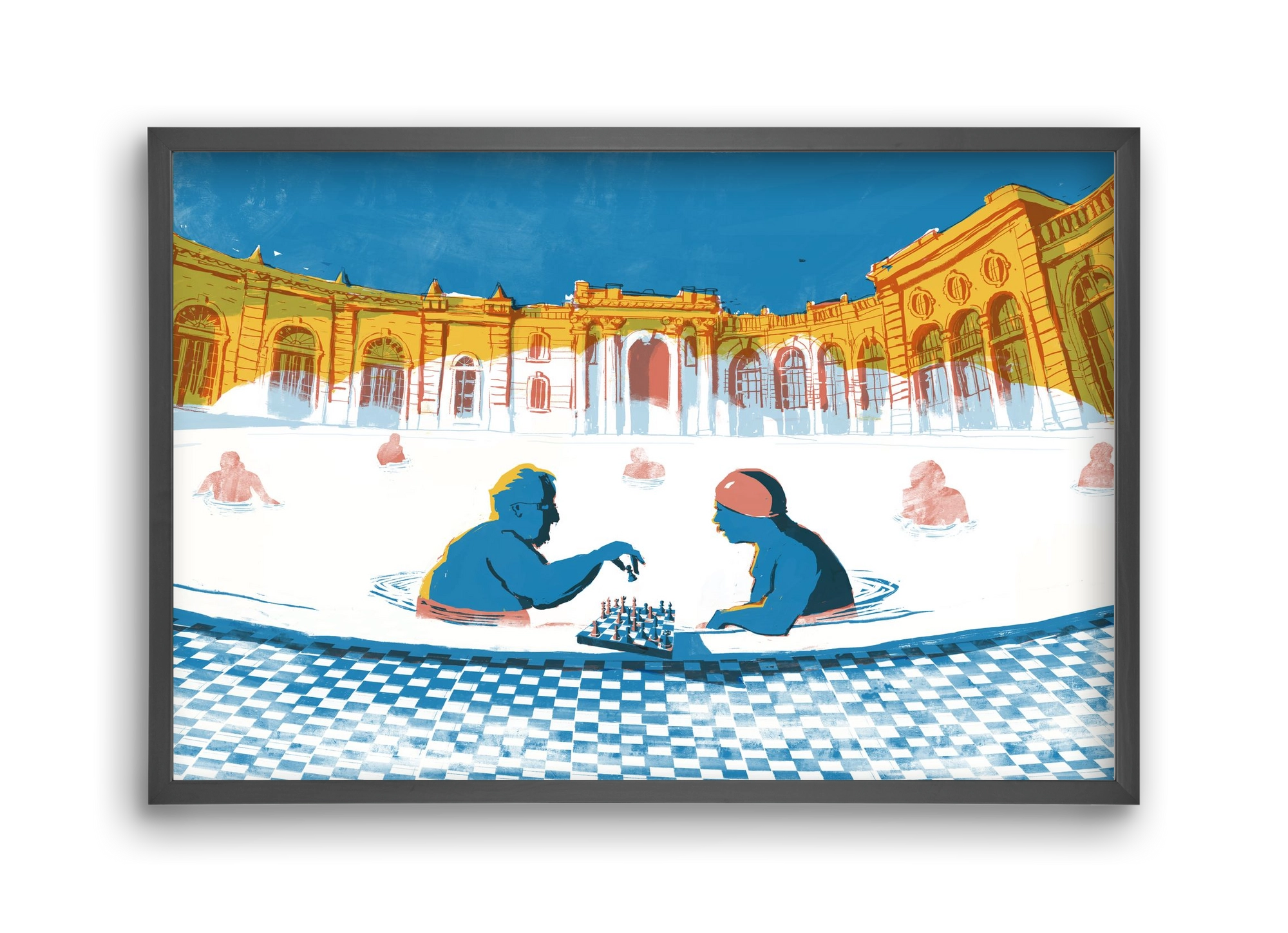 Szechenyi bath Budapest, 45x30 cm (45x30 cm), Fekete keret