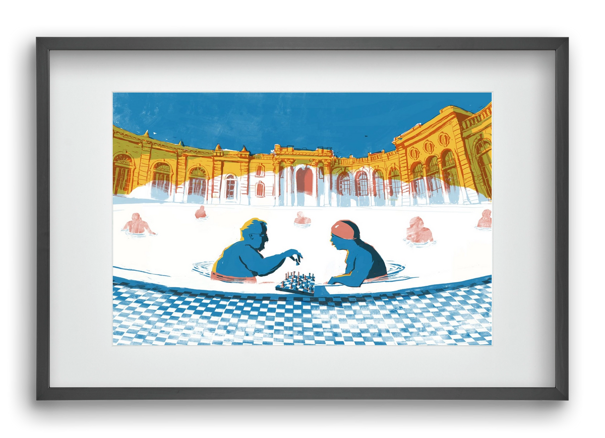 Szechenyi bath Budapest, 60x40 cm (45x30 cm), Fekete keret, paszpartuval