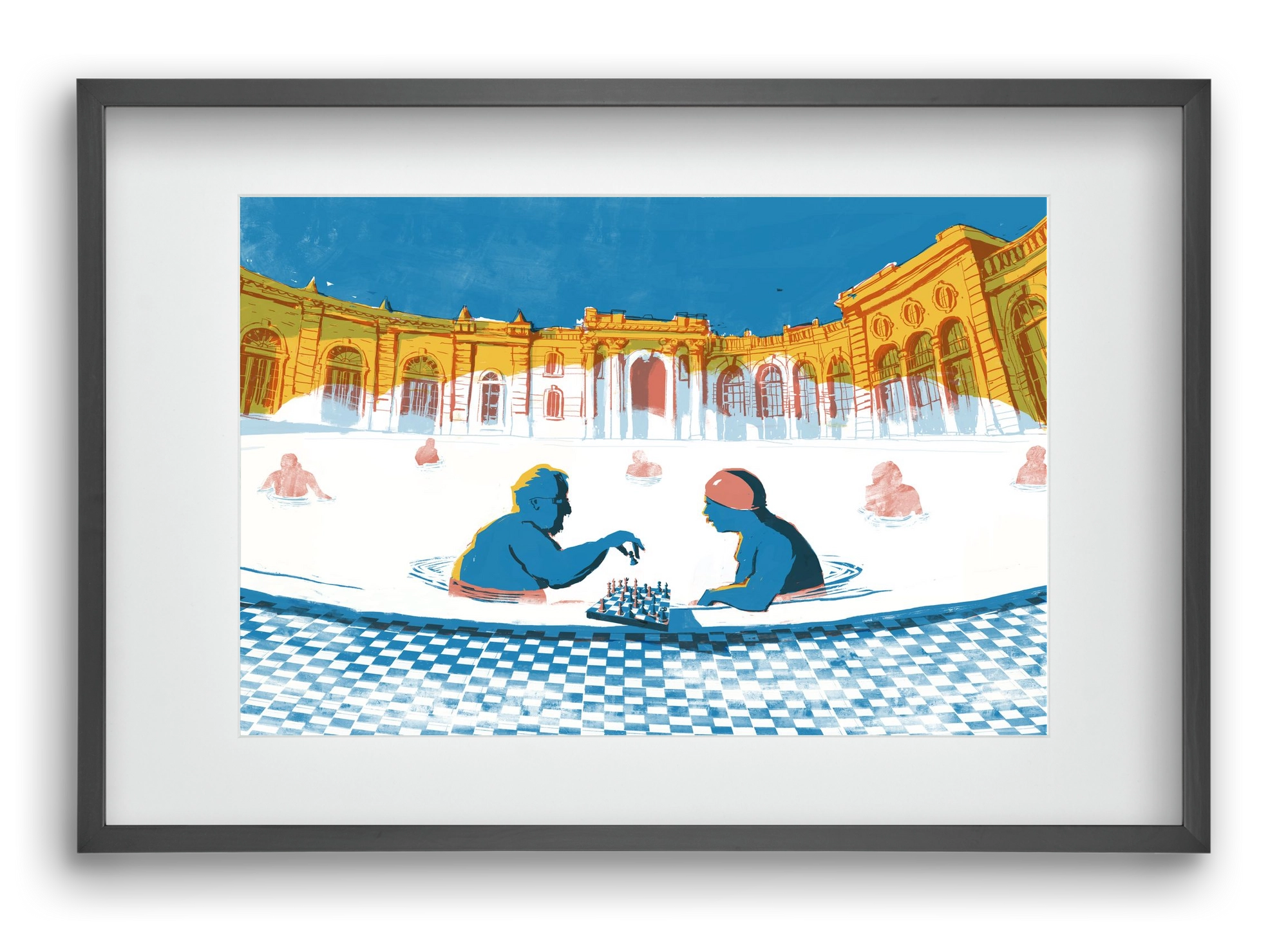 Szechenyi bath Budapest, 60x40 cm (45x30 cm), Fekete keret, paszpartuval