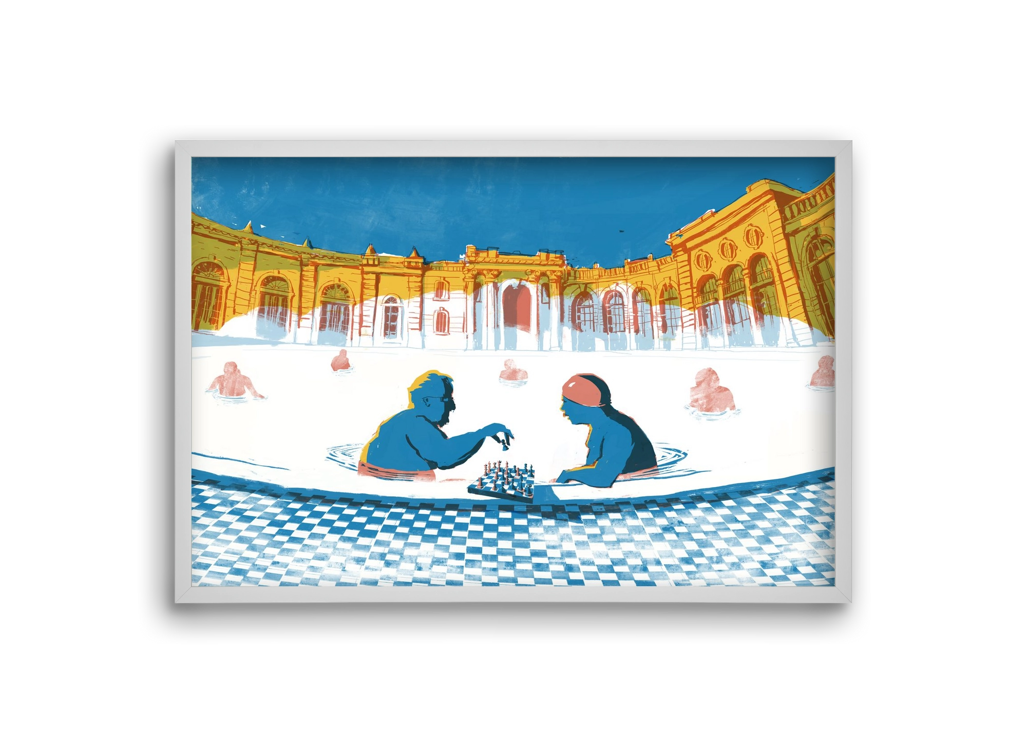 Szechenyi bath Budapest, 30x20 cm (30x20 cm), Fehér keret