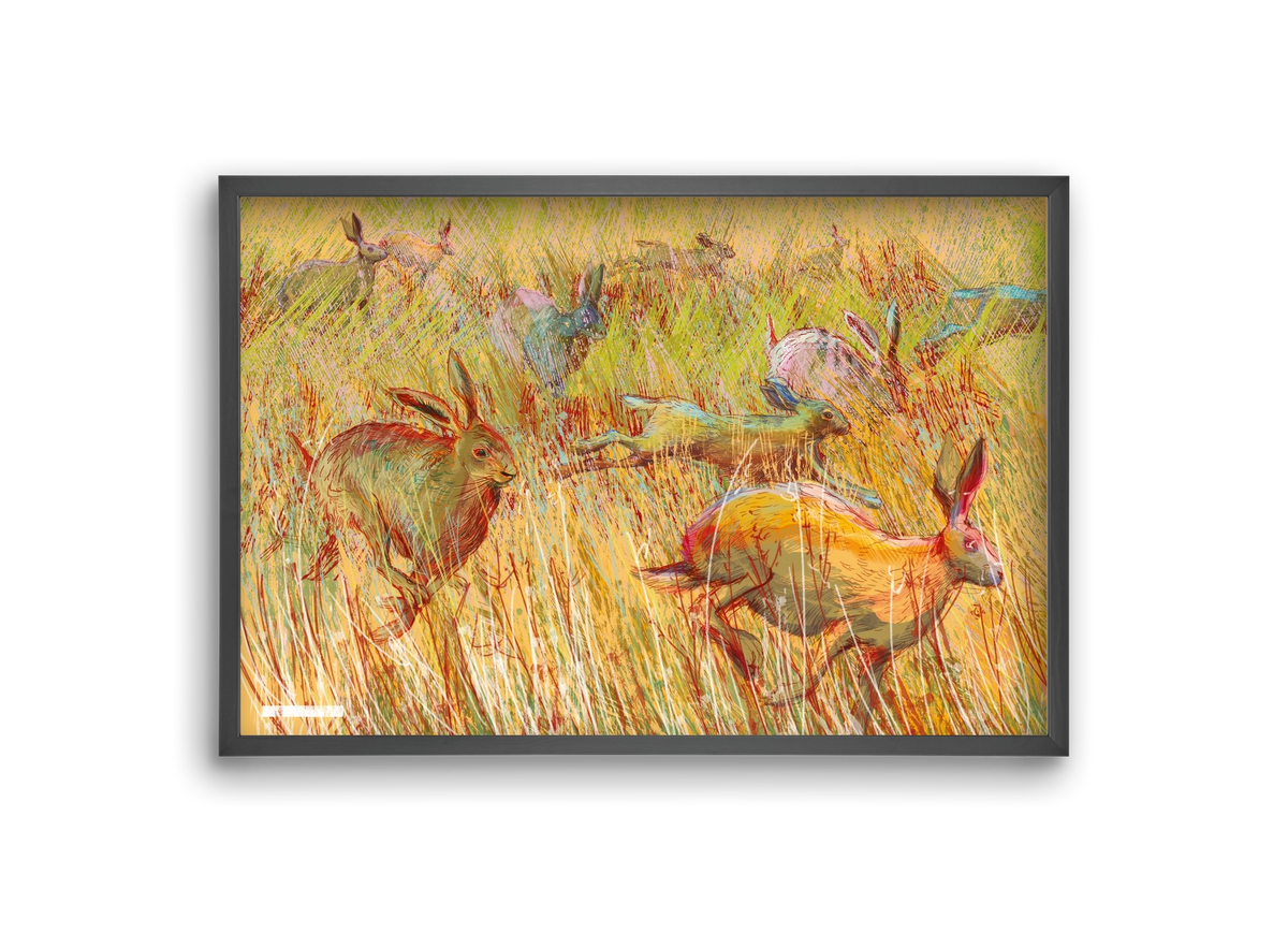 Running of hares, 30x20 cm (30x20 cm), Fekete keret