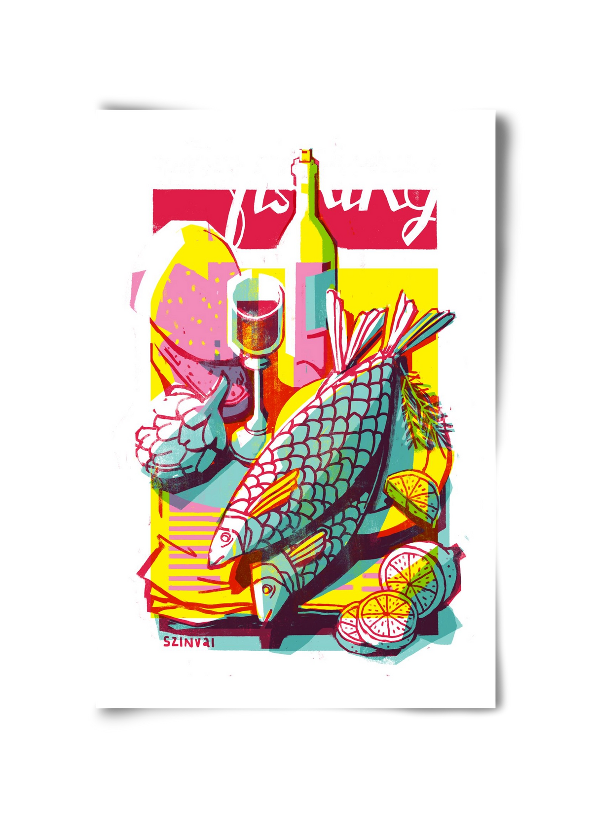 Still-life with fish, 30x45 cm, Keret nélkül