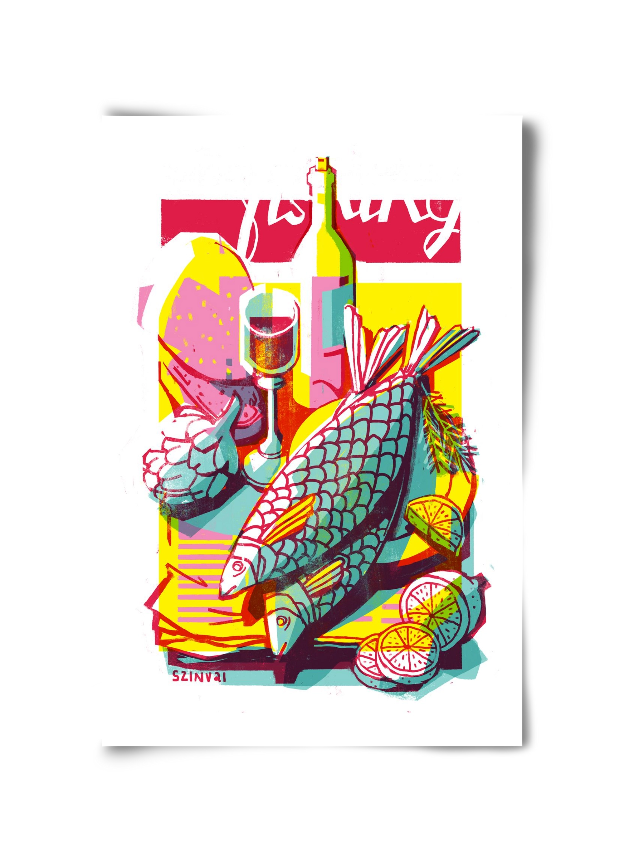 Still-life with fish, 30x45 cm, Keret nélkül