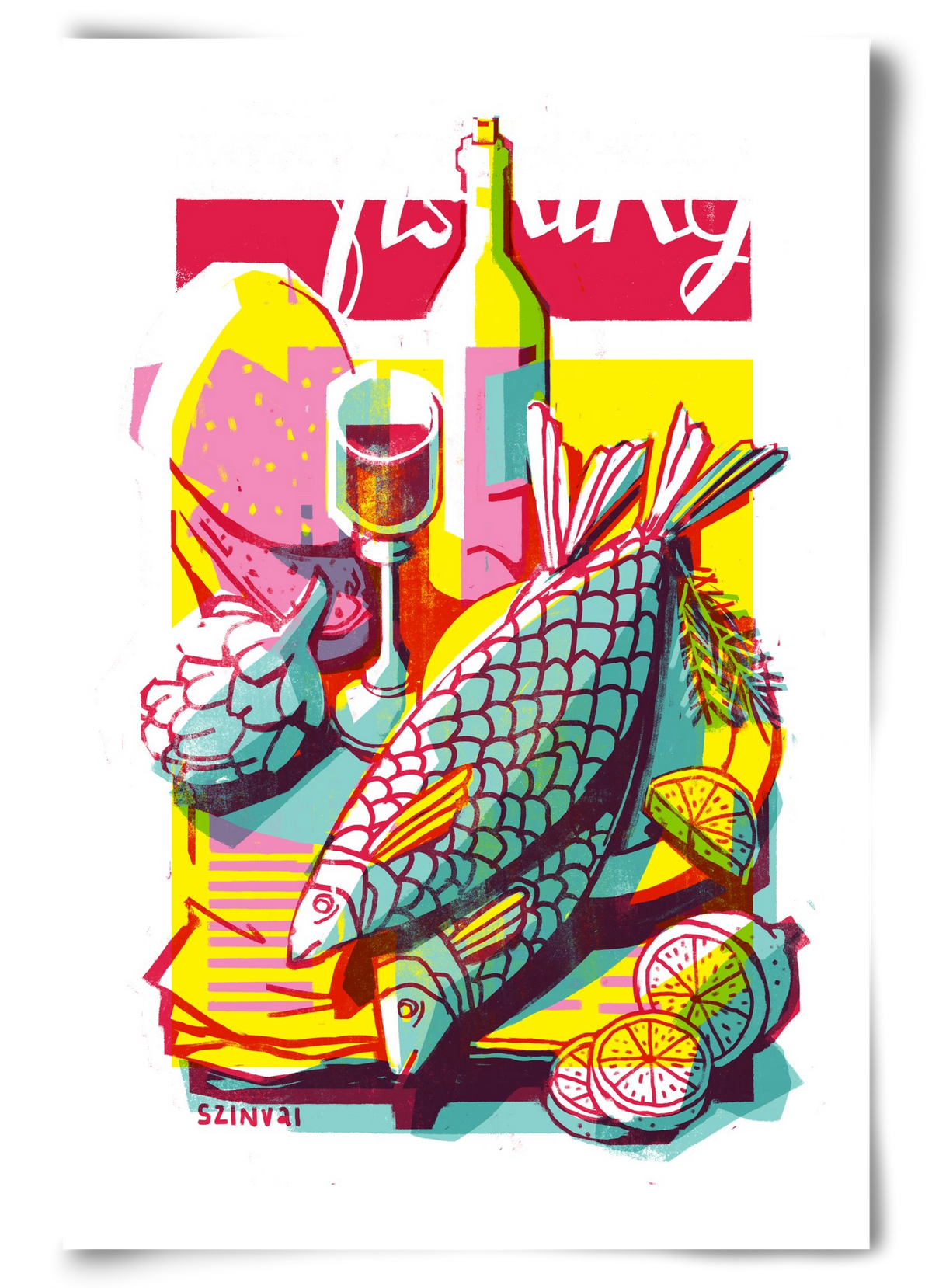 Still-life with fish, 60x90 cm, Keret nélkül