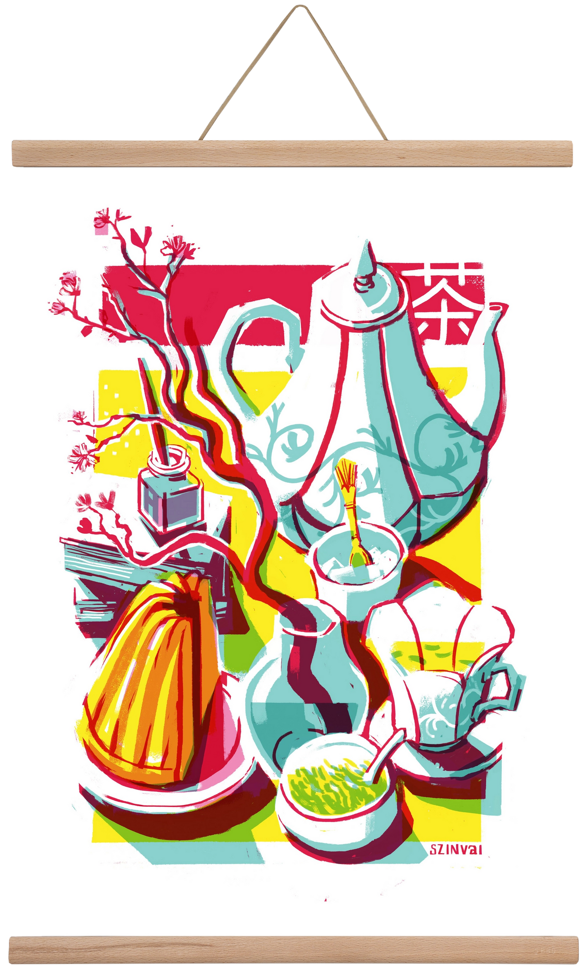 Tea time, 40x60 cm (40x60 cm), Tölgy akasztó