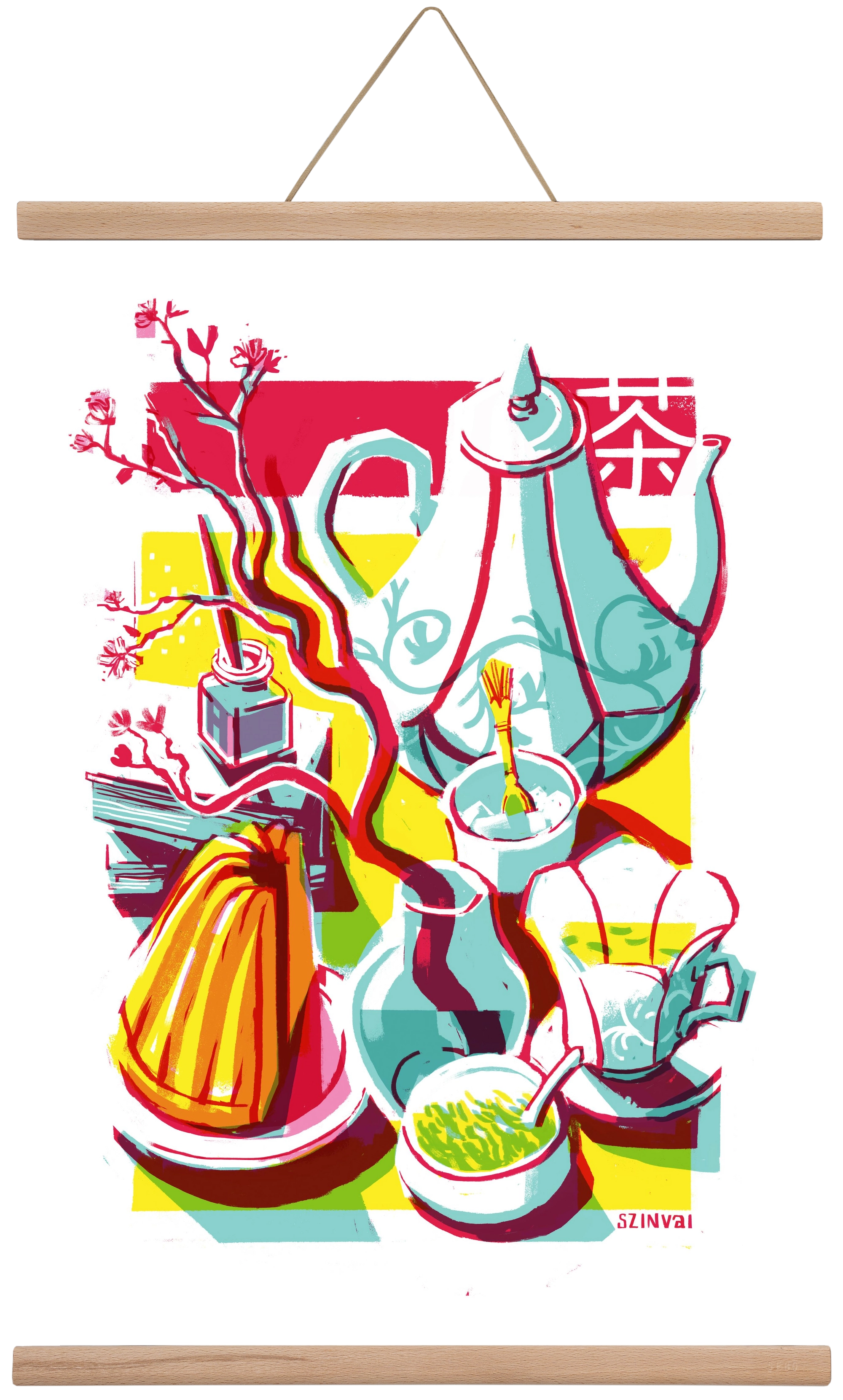 Tea time, 40x60 cm (40x60 cm), Tölgy akasztó