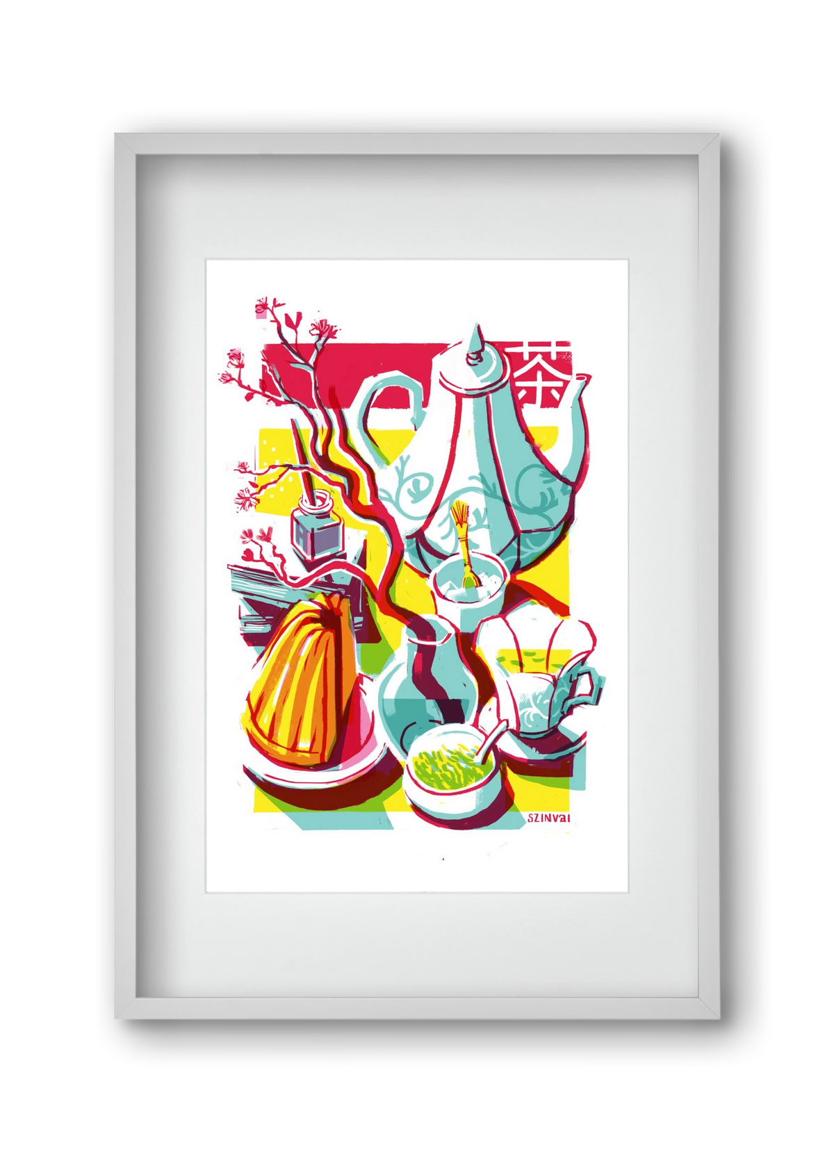 Tea time, 30x45 cm (20x30 cm), Fehér keret, paszpartuval