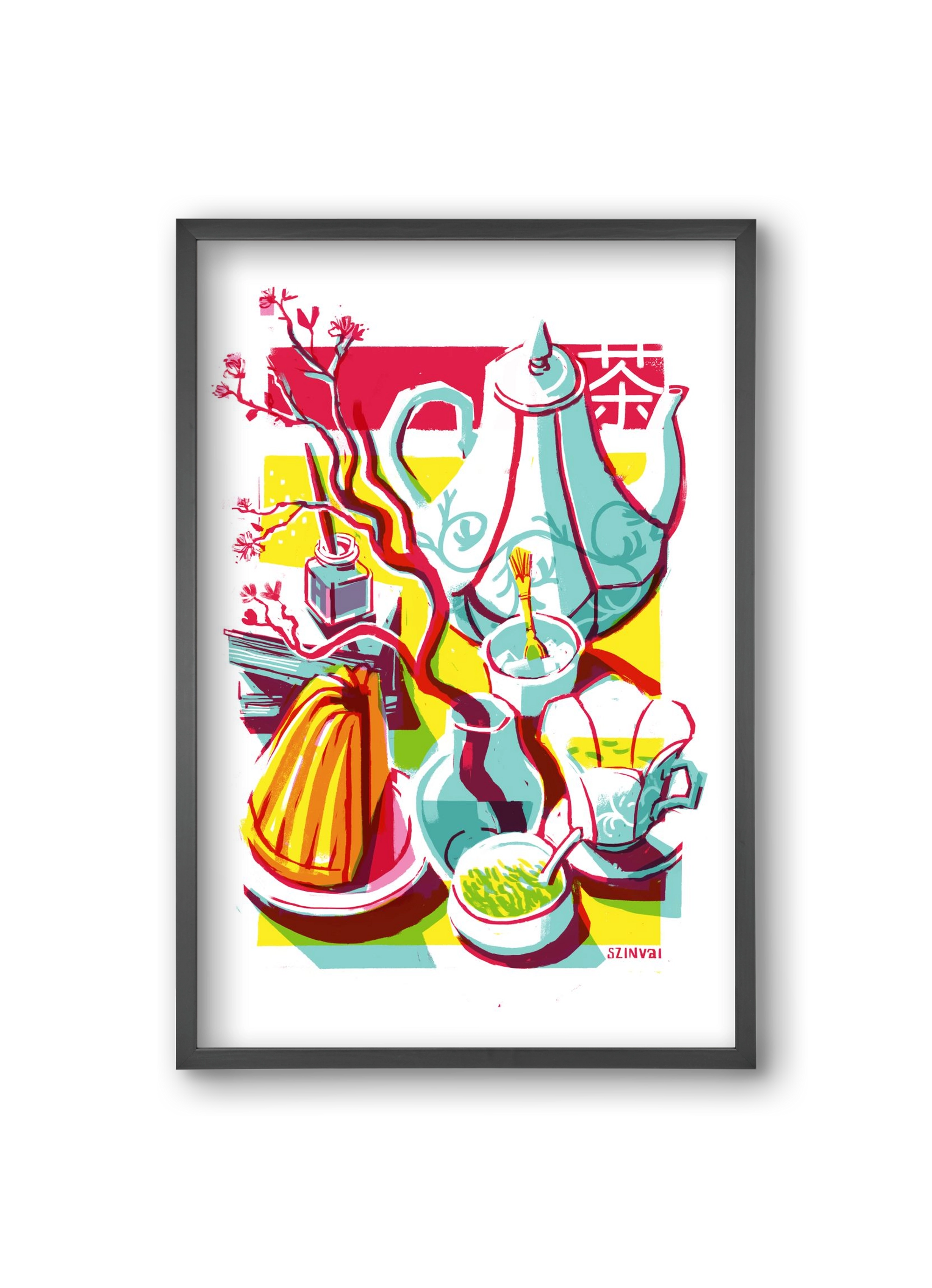 Tea time, 20x30 cm (20x30 cm), Fekete keret