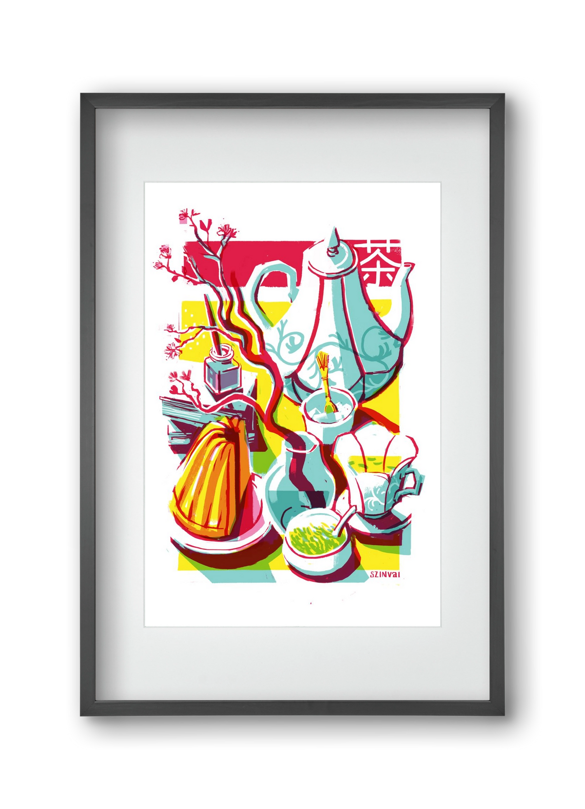 Tea time, 30x45 cm (20x30 cm), Fekete keret, paszpartuval