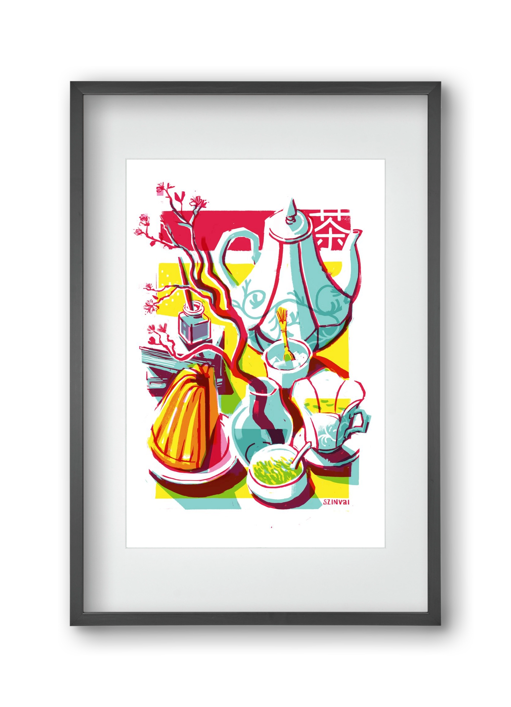 Tea time, 30x45 cm (20x30 cm), Fekete keret, paszpartuval