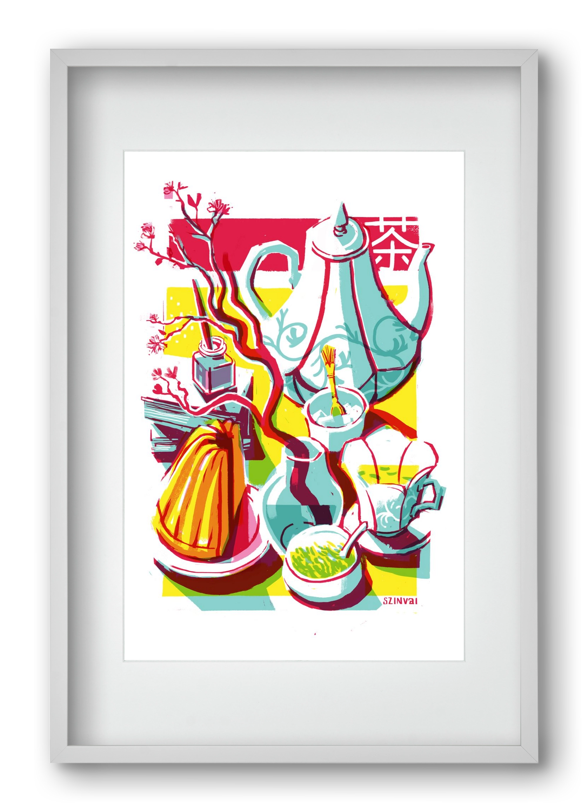 Tea time, 40x60 cm (30x45 cm), Fehér keret, paszpartuval