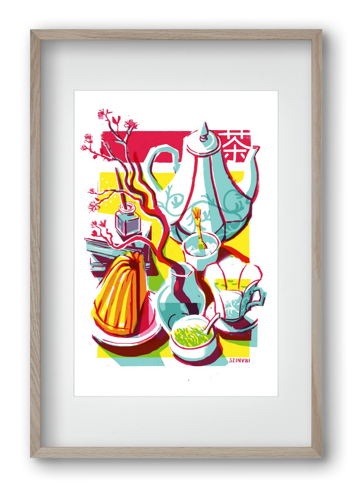 Tea time, 40x60 cm (30x45 cm), Tölgy keret, paszpartuval