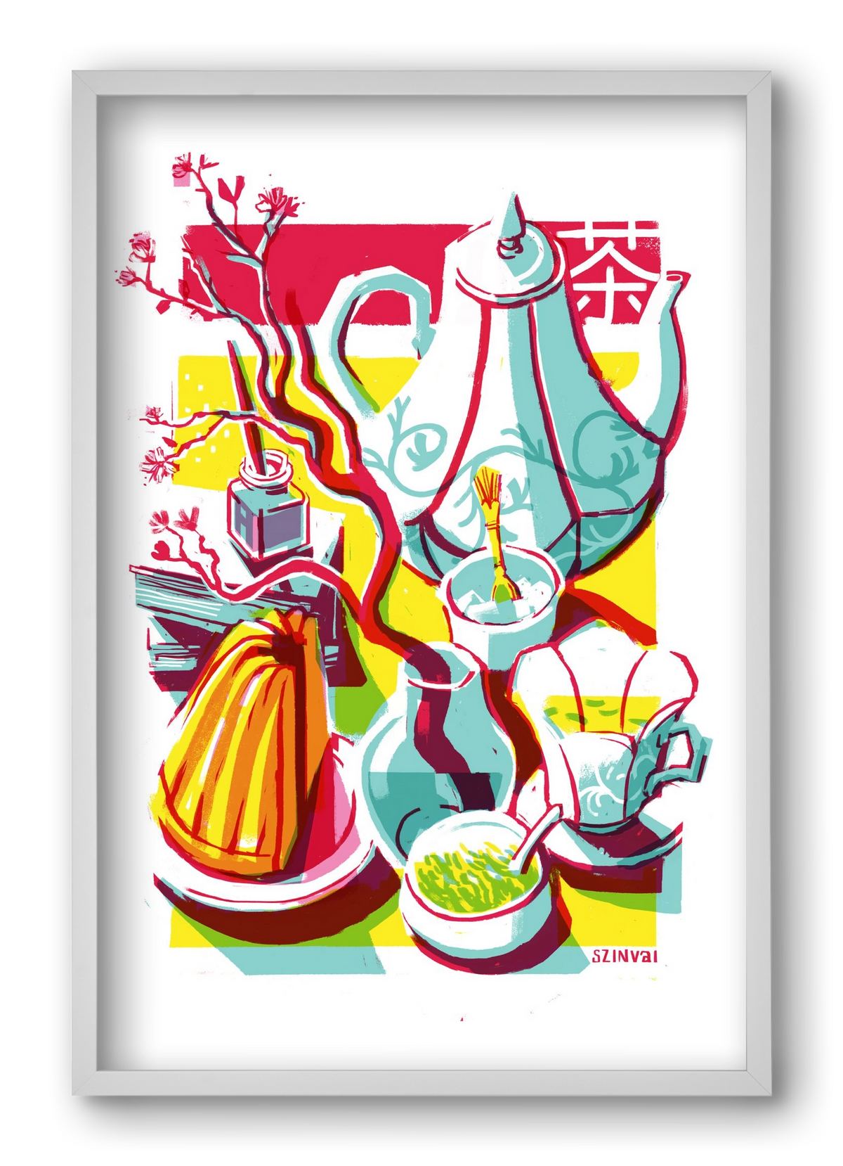 Tea time, 40x60 cm (40x60 cm), Fehér keret