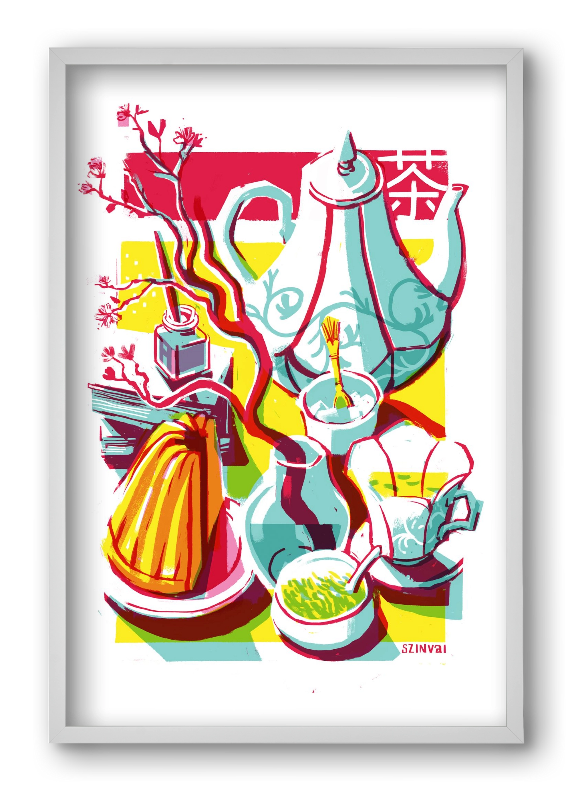 Tea time, 40x60 cm (40x60 cm), Fehér keret