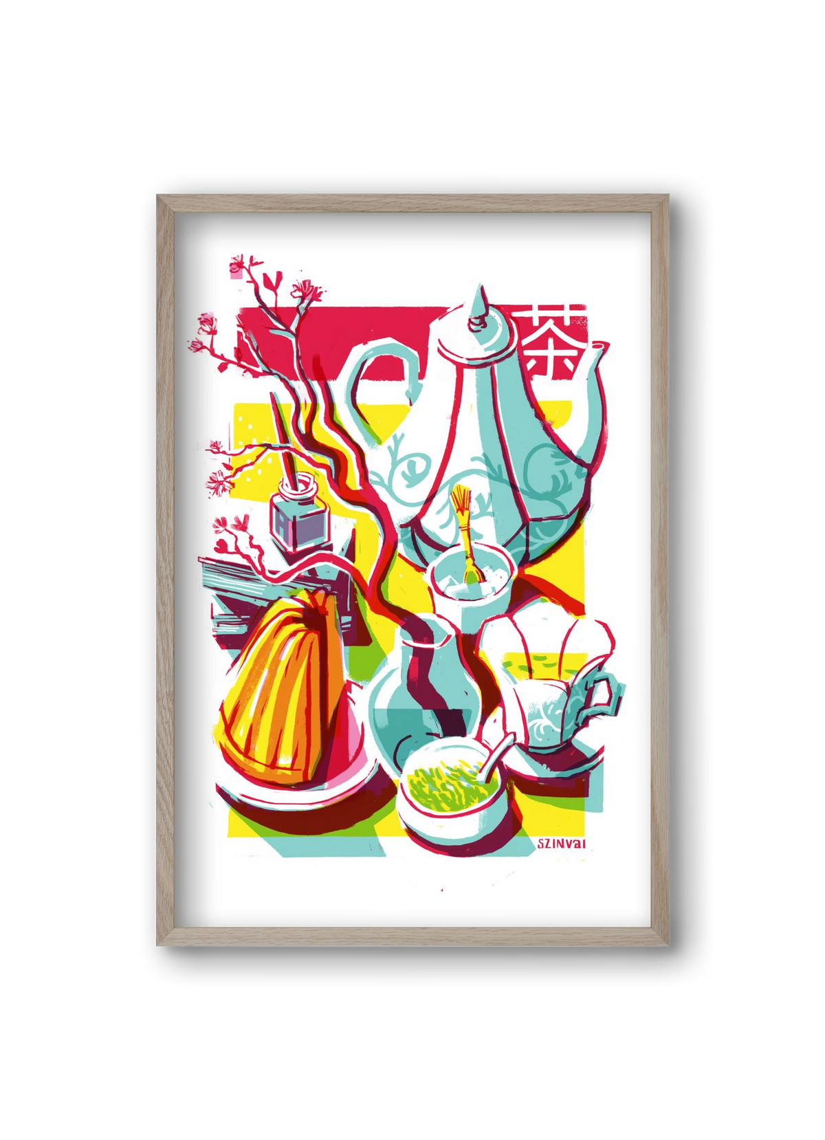 Tea time, 20x30 cm (20x30 cm), Tölgy keret