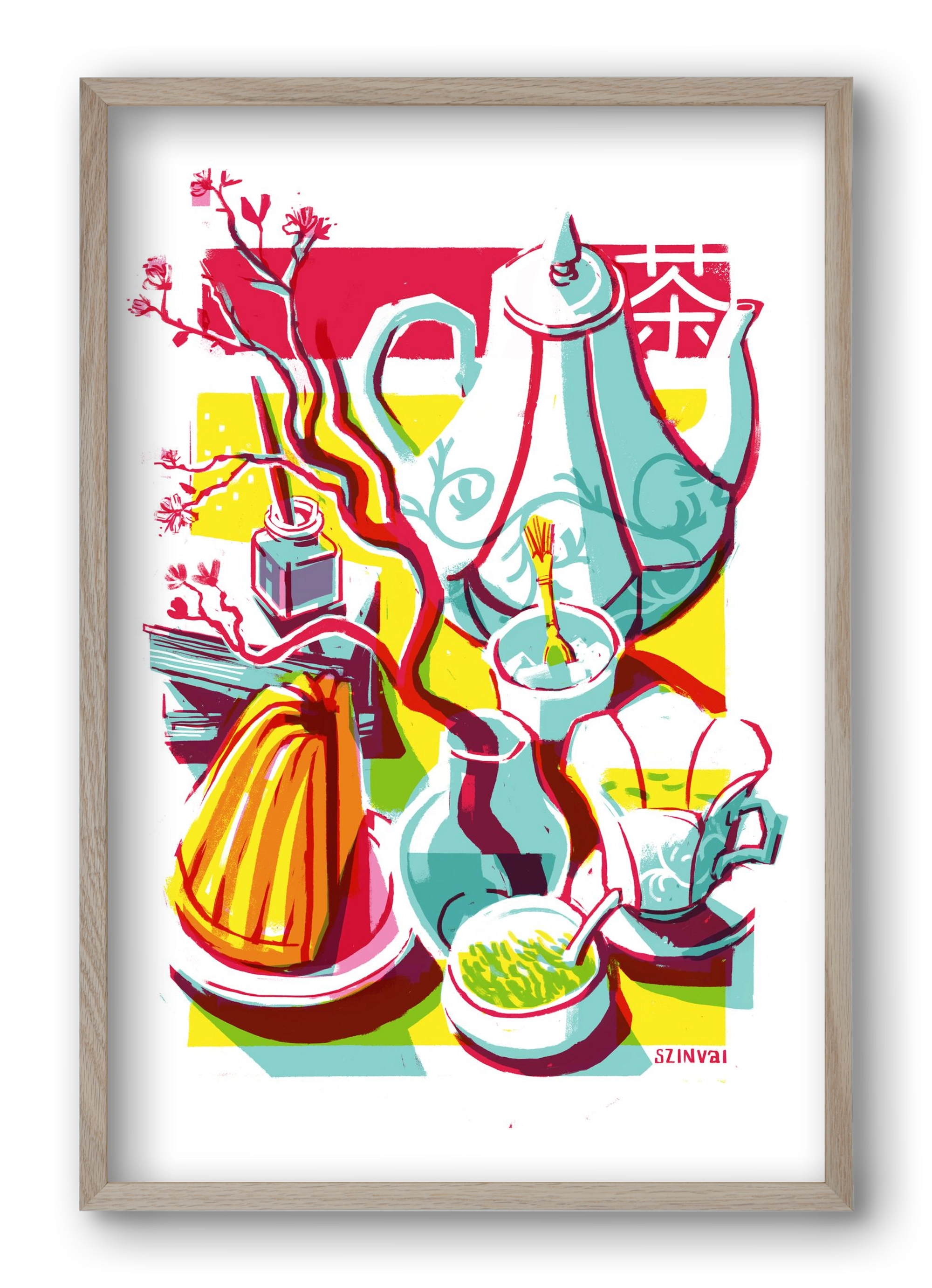 Tea time, 40x60 cm (40x60 cm), Tölgy keret