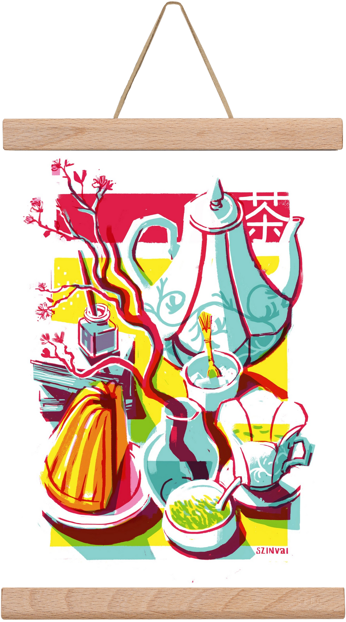 Tea time, 20x30 cm (20x30 cm), Tölgy akasztó