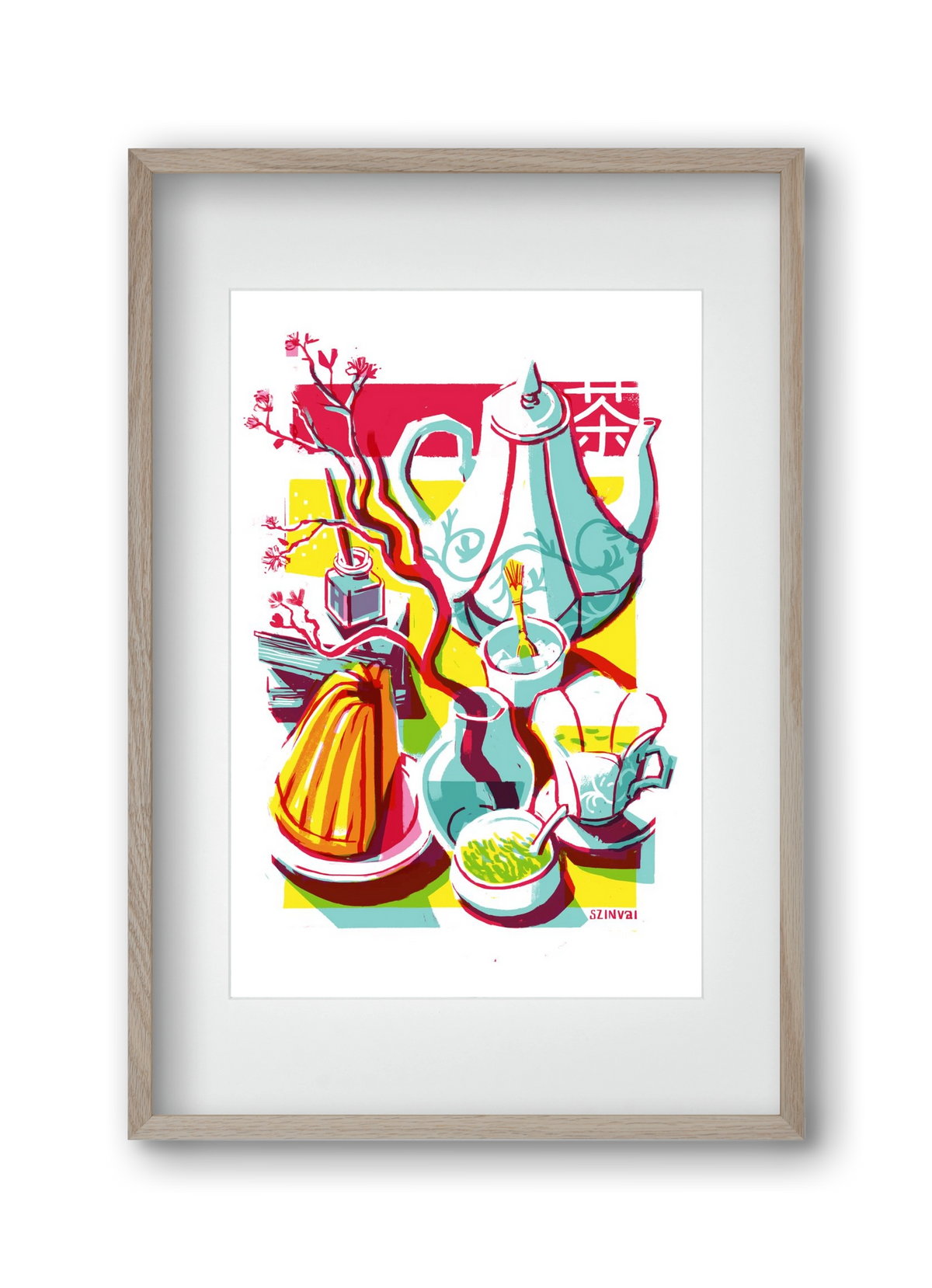 Tea time, 30x45 cm (20x30 cm), Tölgy keret, paszpartuval