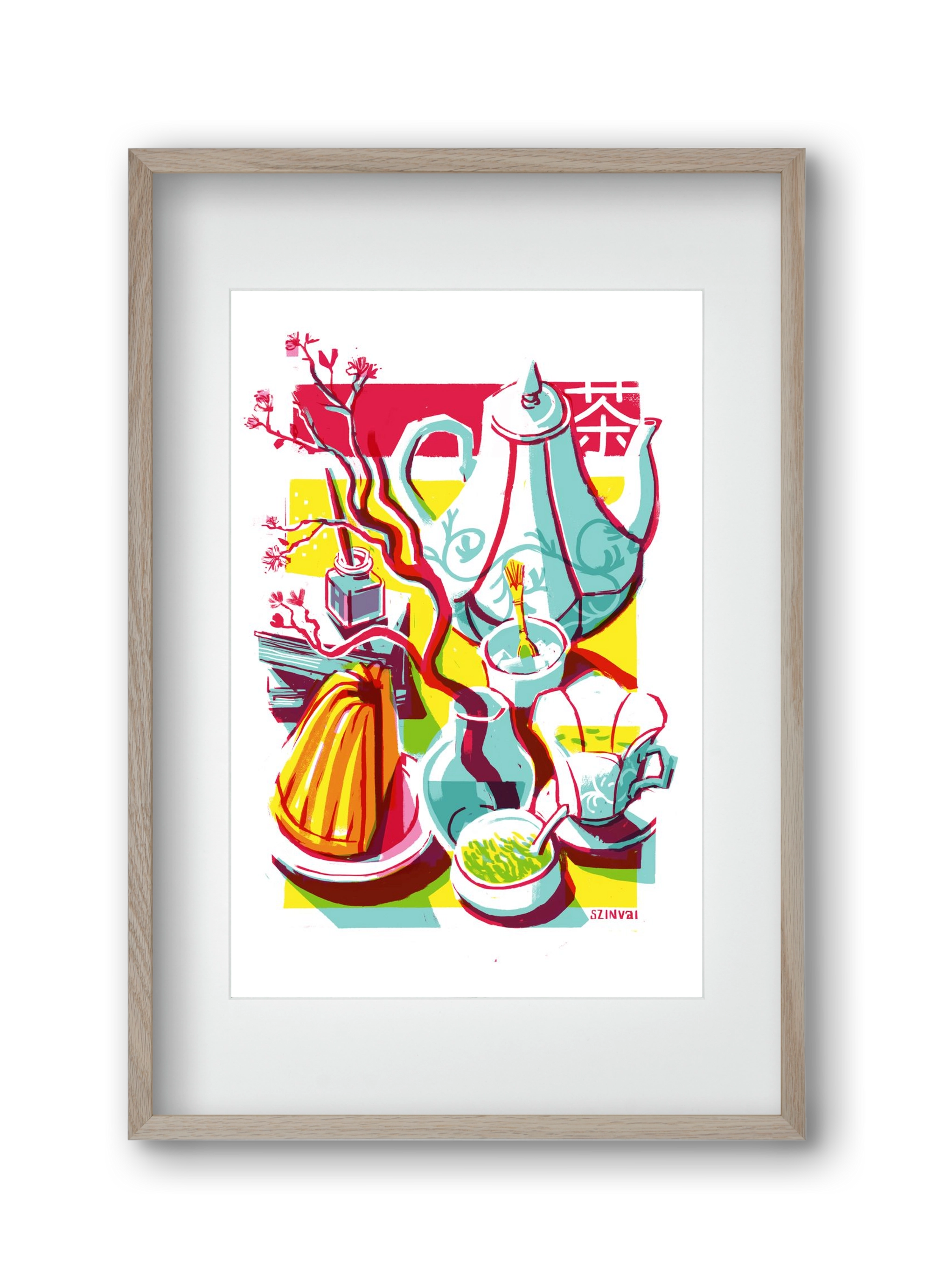 Tea time, 30x45 cm (20x30 cm), Tölgy keret, paszpartuval