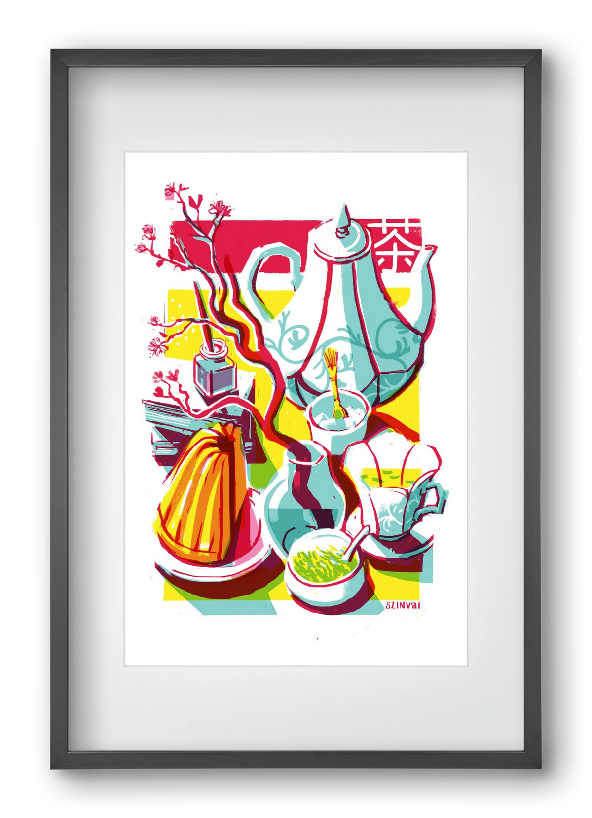 Tea time, 40x60 cm (30x45 cm), Fekete keret, paszpartuval