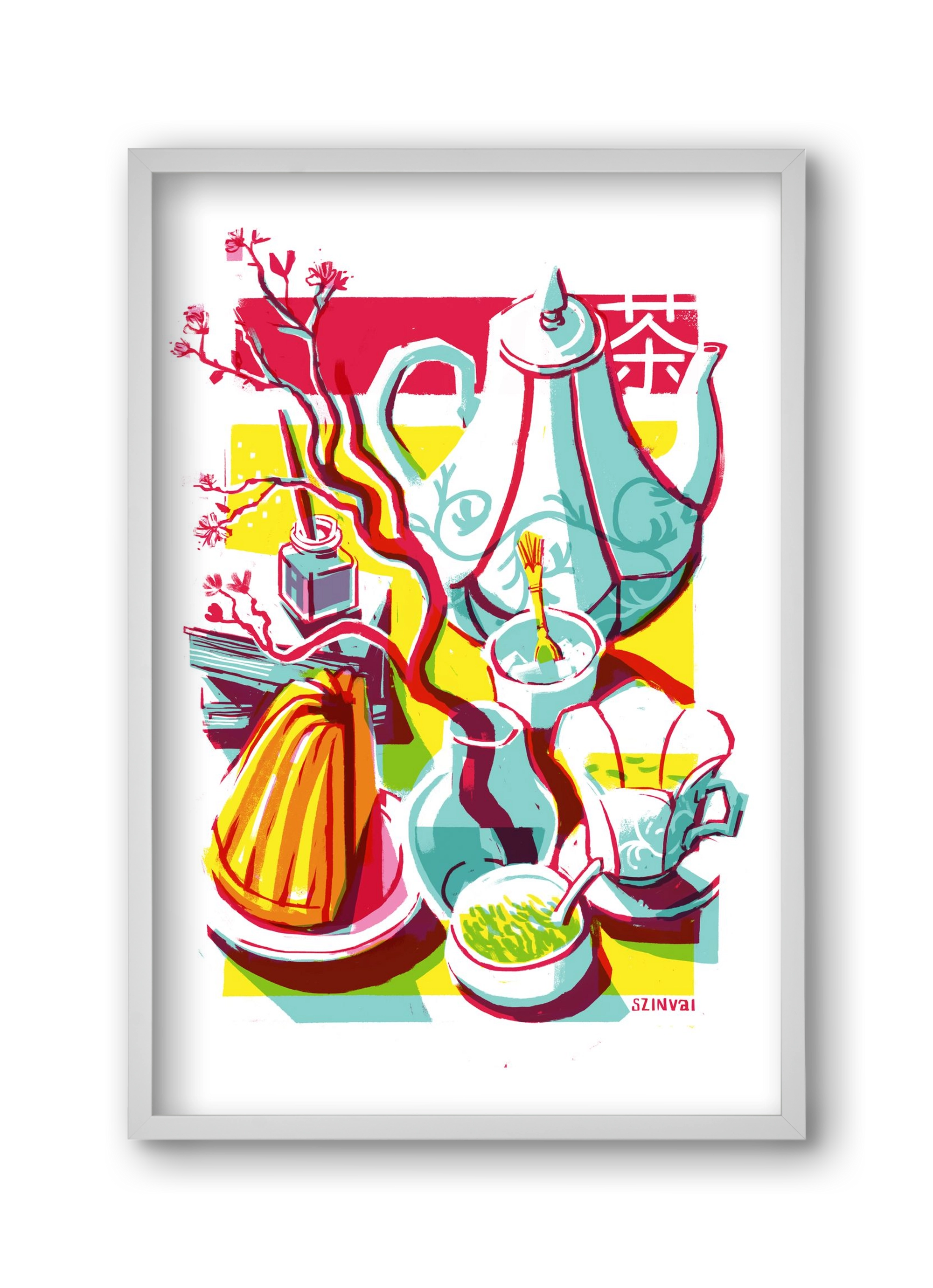 Tea time, 30x45 cm (30x45 cm), Fehér keret