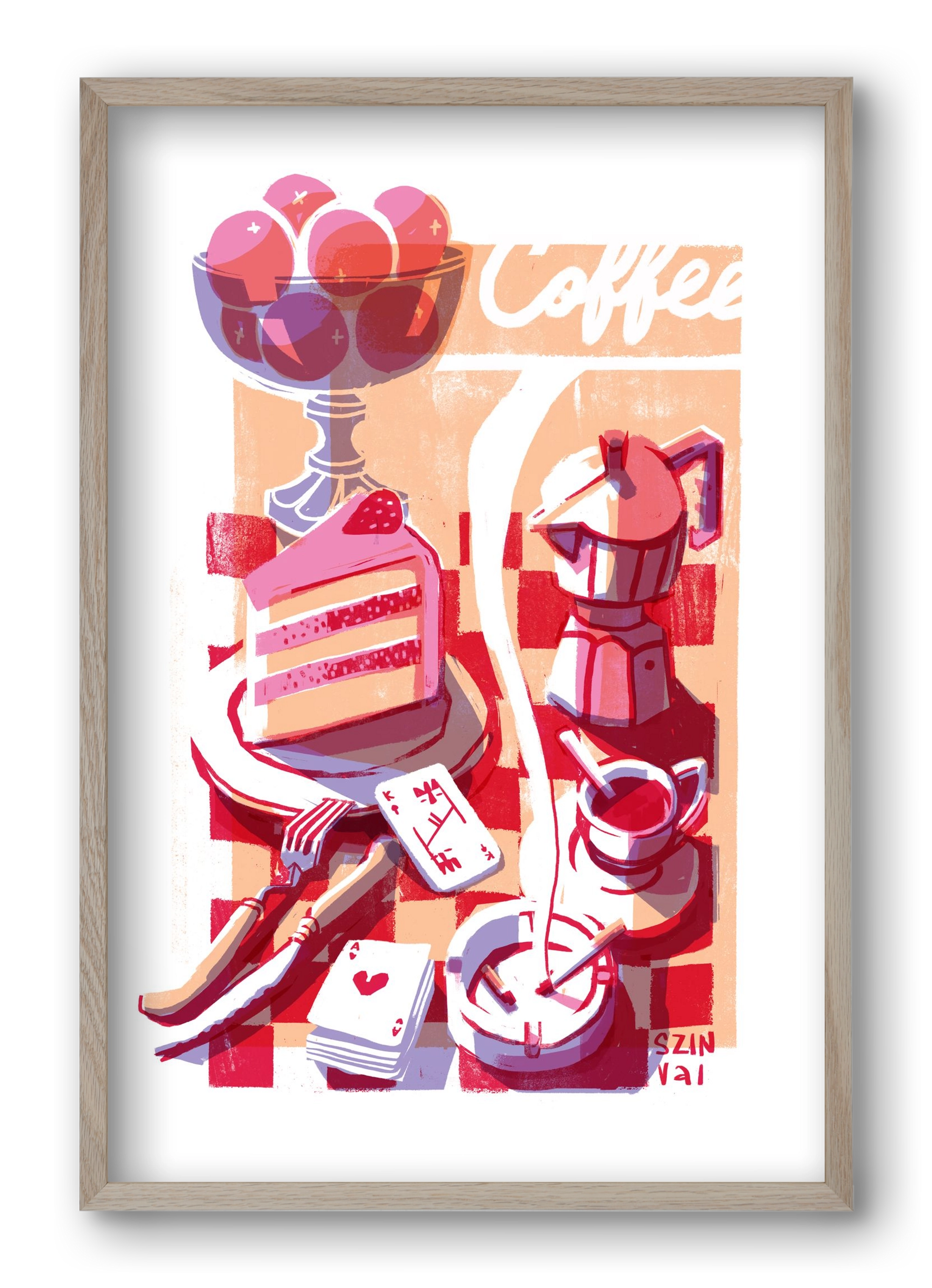 Coffee and cake and cigarettes , 40x60 cm (40x60 cm), Tölgy keret