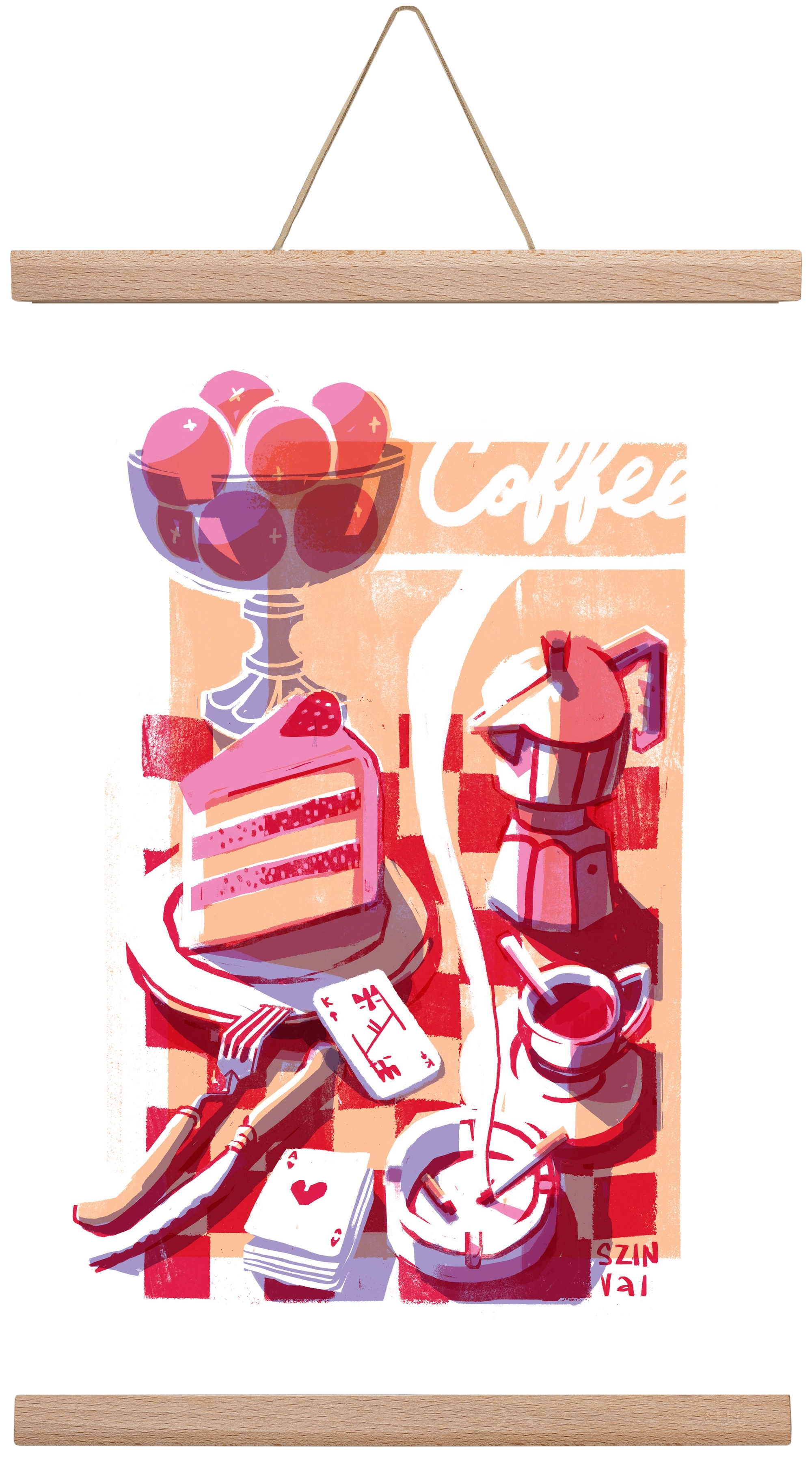 Coffee and cake and cigarettes , 30x45 cm (30x45 cm), Tölgy akasztó