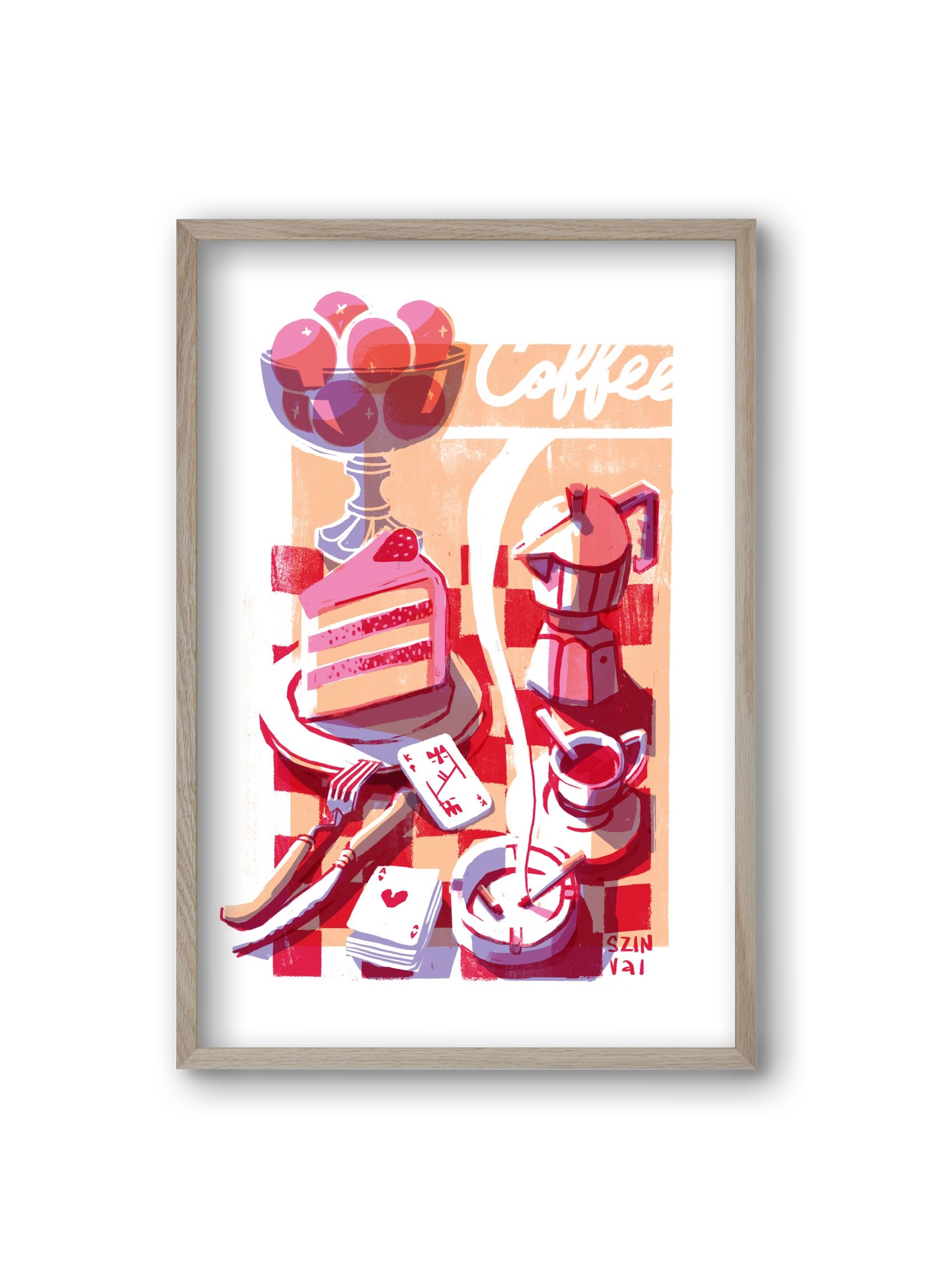 Coffee and cake and cigarettes , 20x30 cm (20x30 cm), Tölgy keret