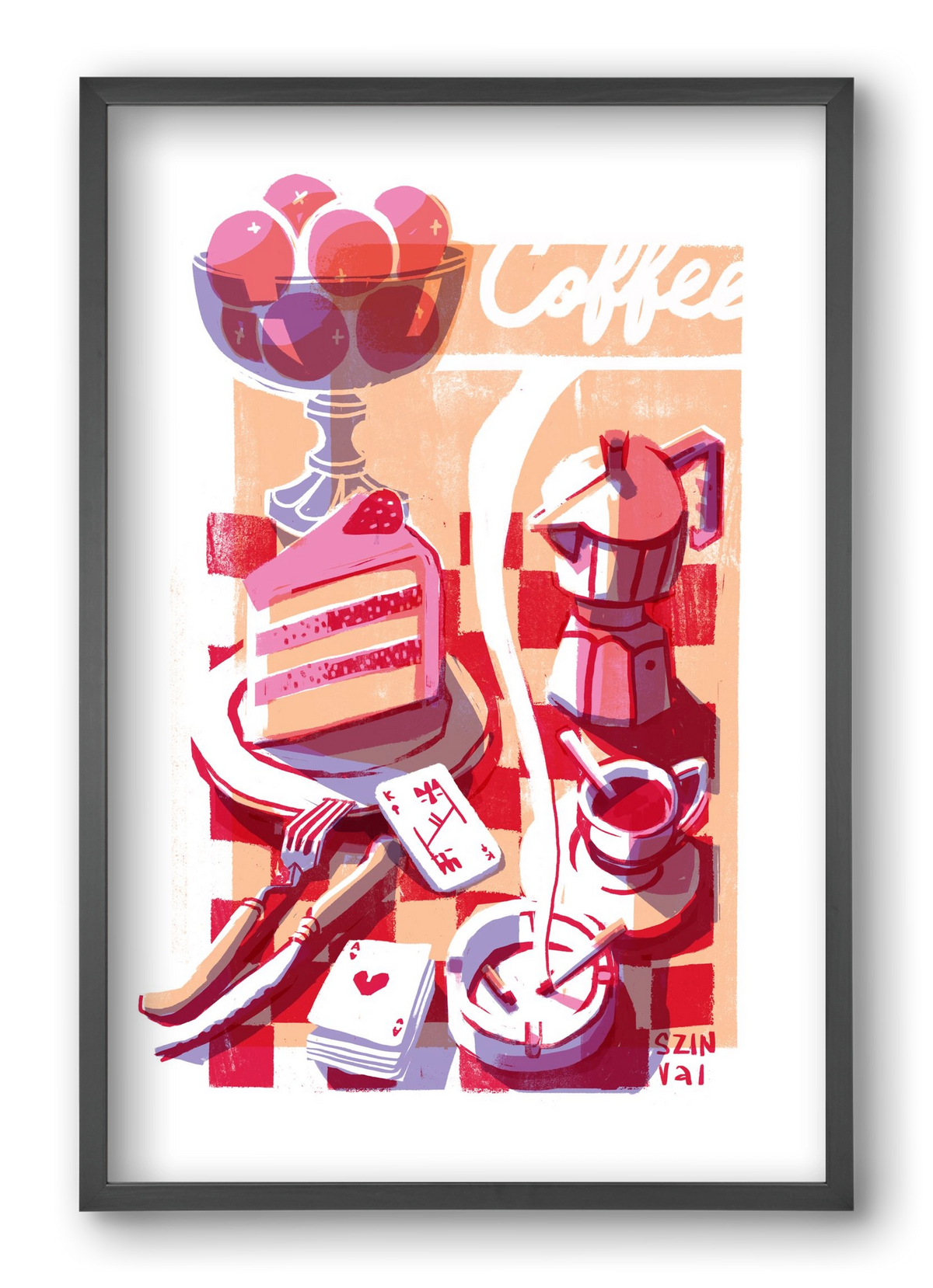 Coffee and cake and cigarettes , 40x60 cm (40x60 cm), Fekete keret