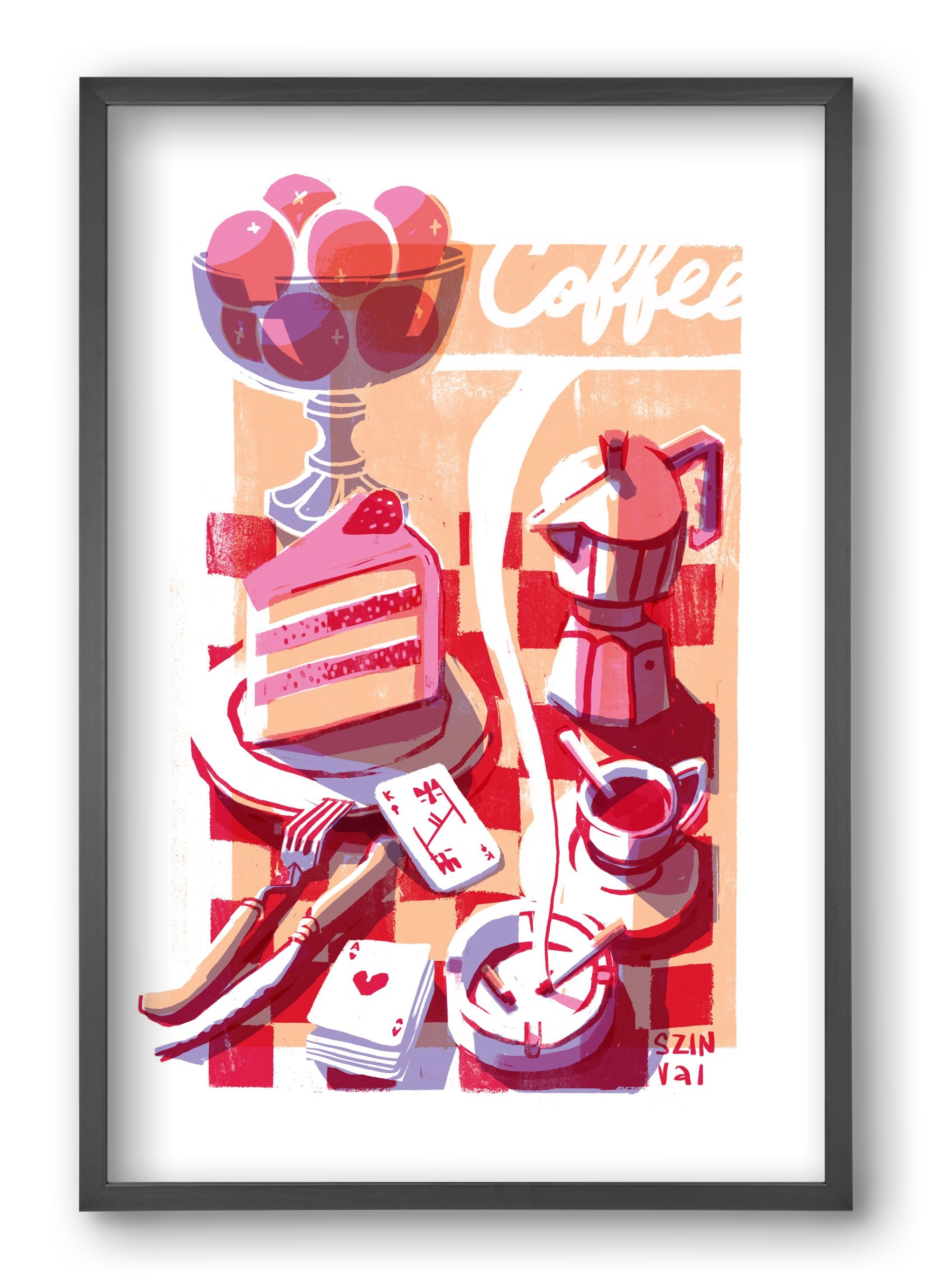 Coffee and cake and cigarettes , 40x60 cm (40x60 cm), Fekete keret