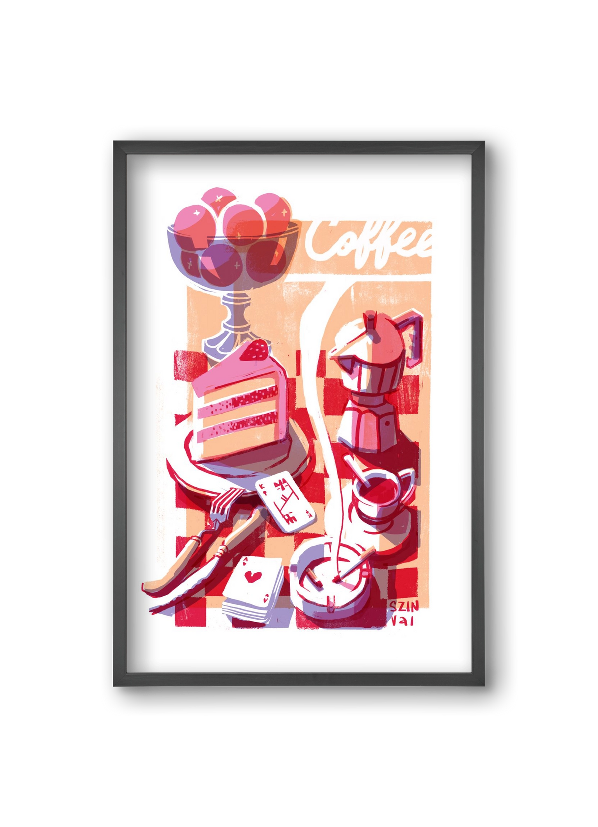 Coffee and cake and cigarettes , 20x30 cm (20x30 cm), Fekete keret