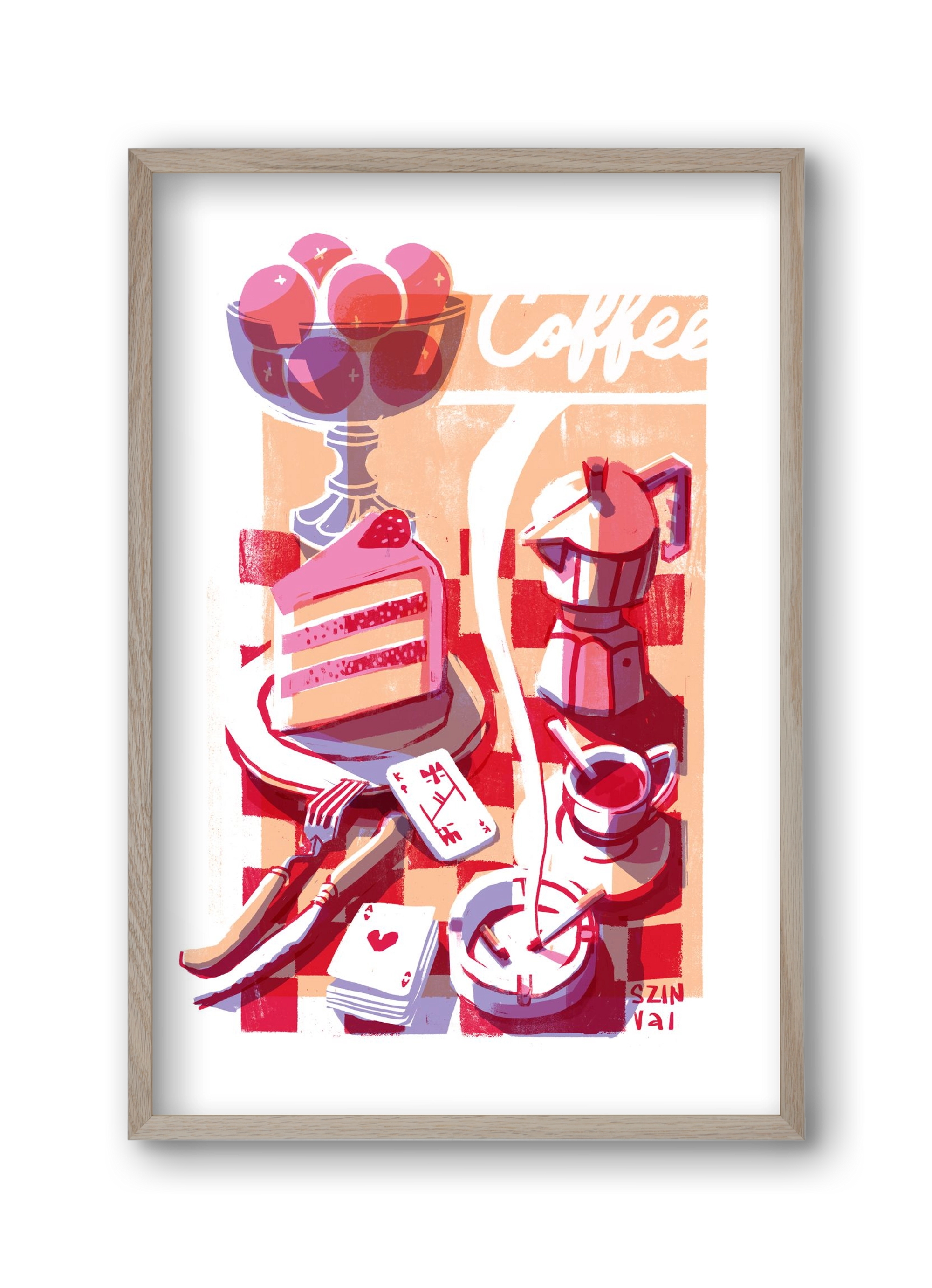Coffee and cake and cigarettes , 30x45 cm (30x45 cm), Tölgy keret